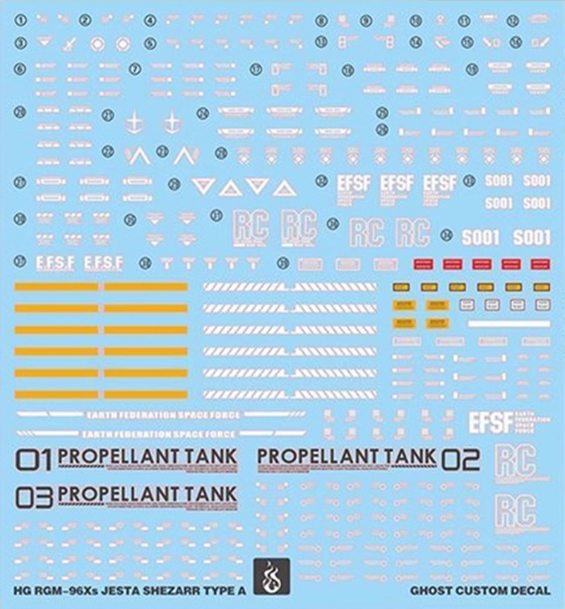 Water Decal 237 HG1/144 RGM-96Xs Jesta (Shezarr Type,Team A) ยี่ห้อ Ghost Decal