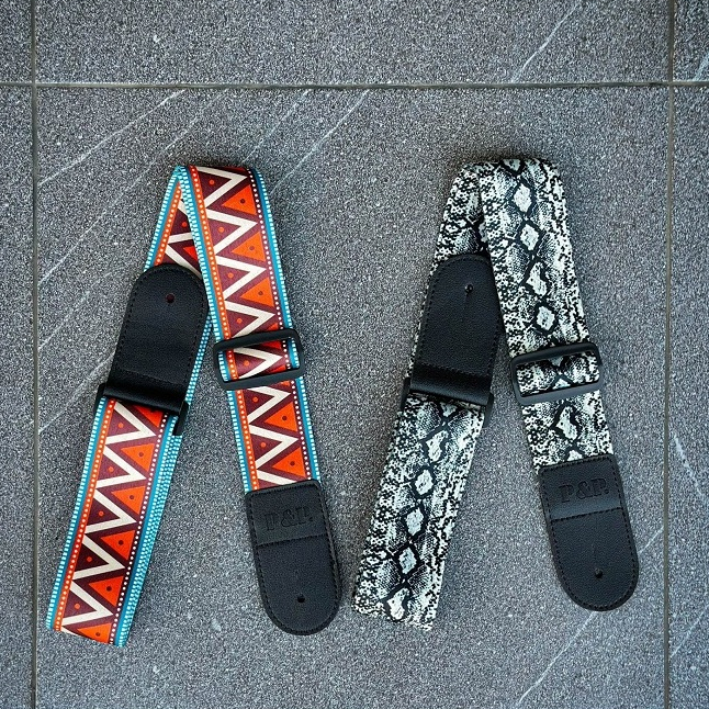 [พร้อมส่ง!] สายสะพายกีต้าร์ P&P เลือกลายได้ ส่วนหัวทำจากหนัง ใช้ได้ทั้งกีต้าร์โปร่ง/ไฟฟ้า /เบส สายสะพาย ปรับความยาวได้