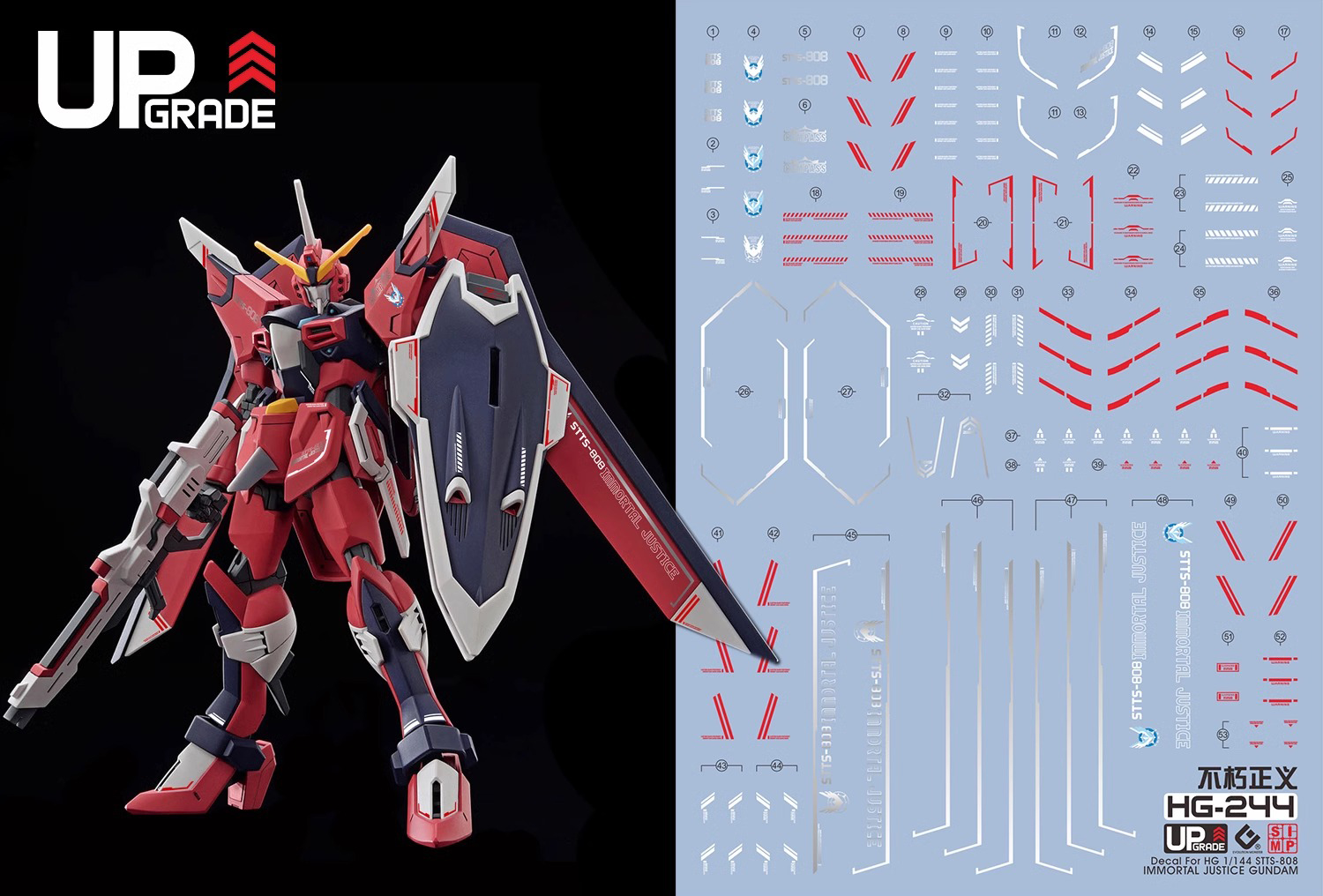 220 Water Decal HG 1/144 Immortal Justice Gundam ยี่ห้อ S.I.M.P. Model Decal