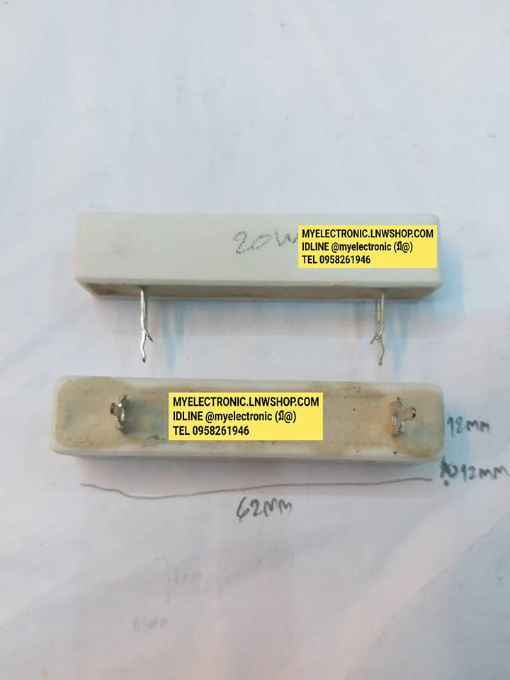 ขาย 3.3โอห์ม20วัตต์ Rกระเบื้อง20W 3.3ohm20W Rเซรามิคทนความร้อน 3R3 20W ATT R20Wขนาดยาว62mmสูง12mm กว้างหนา12mm.Rเซรามิค 3.3OHM 20WATT 20W3R3 ยี่ห้อ ROLAY OHME ราคา ตัวละ . . . . . . . หน่วย บาท