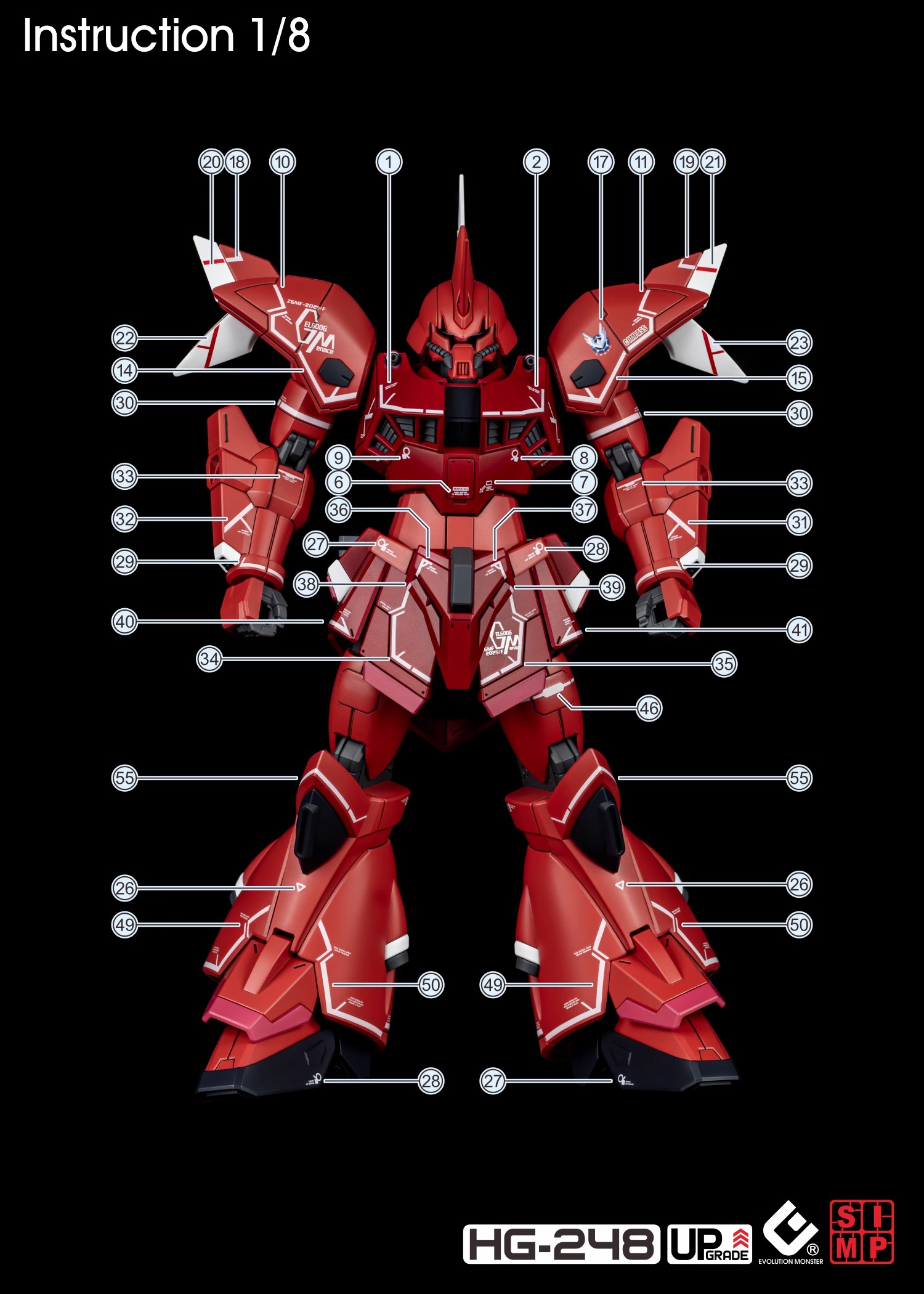 225 Water Decal HG 1/144 Gelgoog menace ยี่ห้อ S.I.M.P. Model Decal