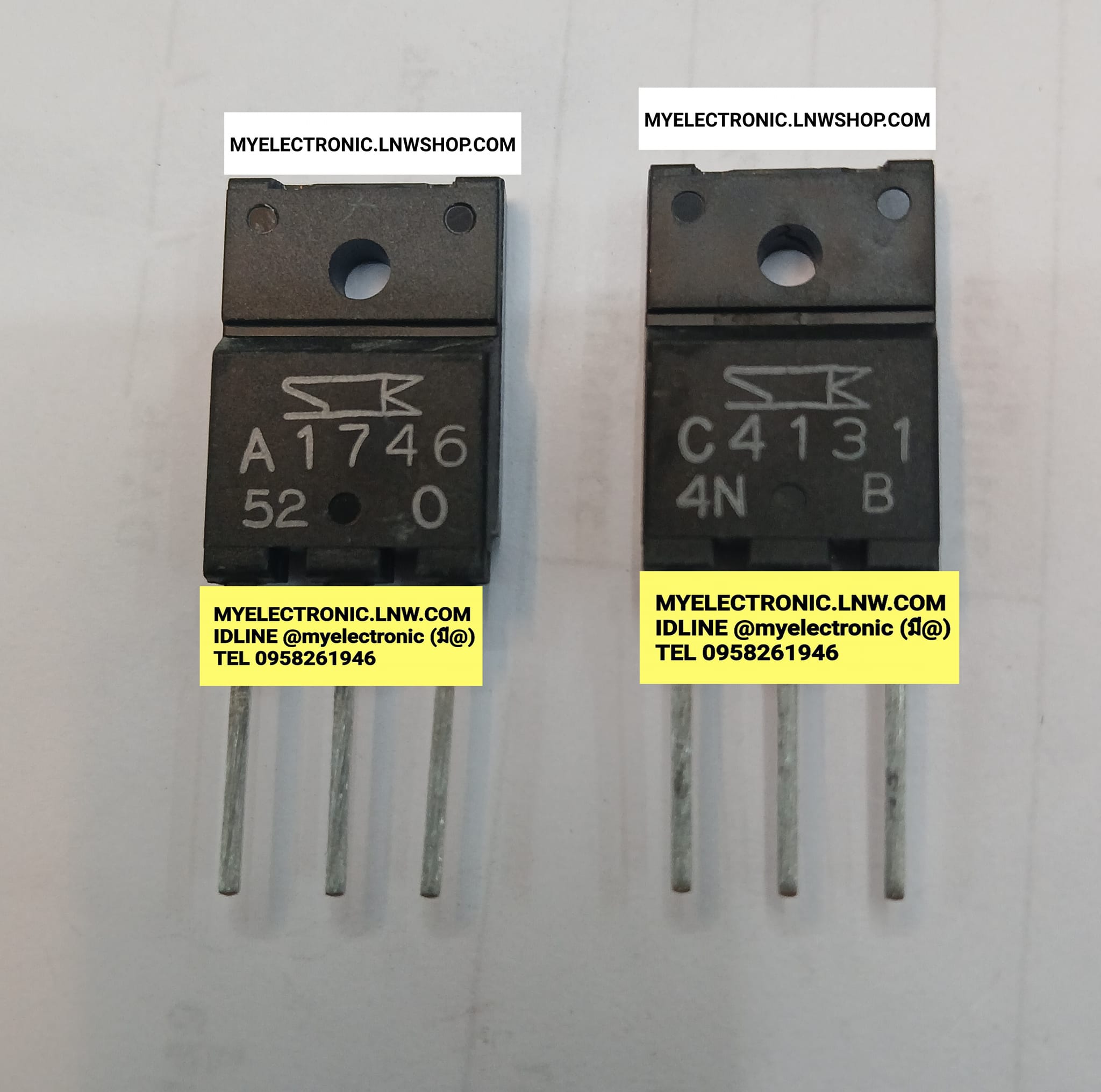 ขาย 2SA1746 + 2SC4131 ทรานซิสเตอร์ TRANSISTOR ยี่ห้อ SANKEN ขายเป็นคู่ ราคา คู่ละ . . . . หน่วย บาท