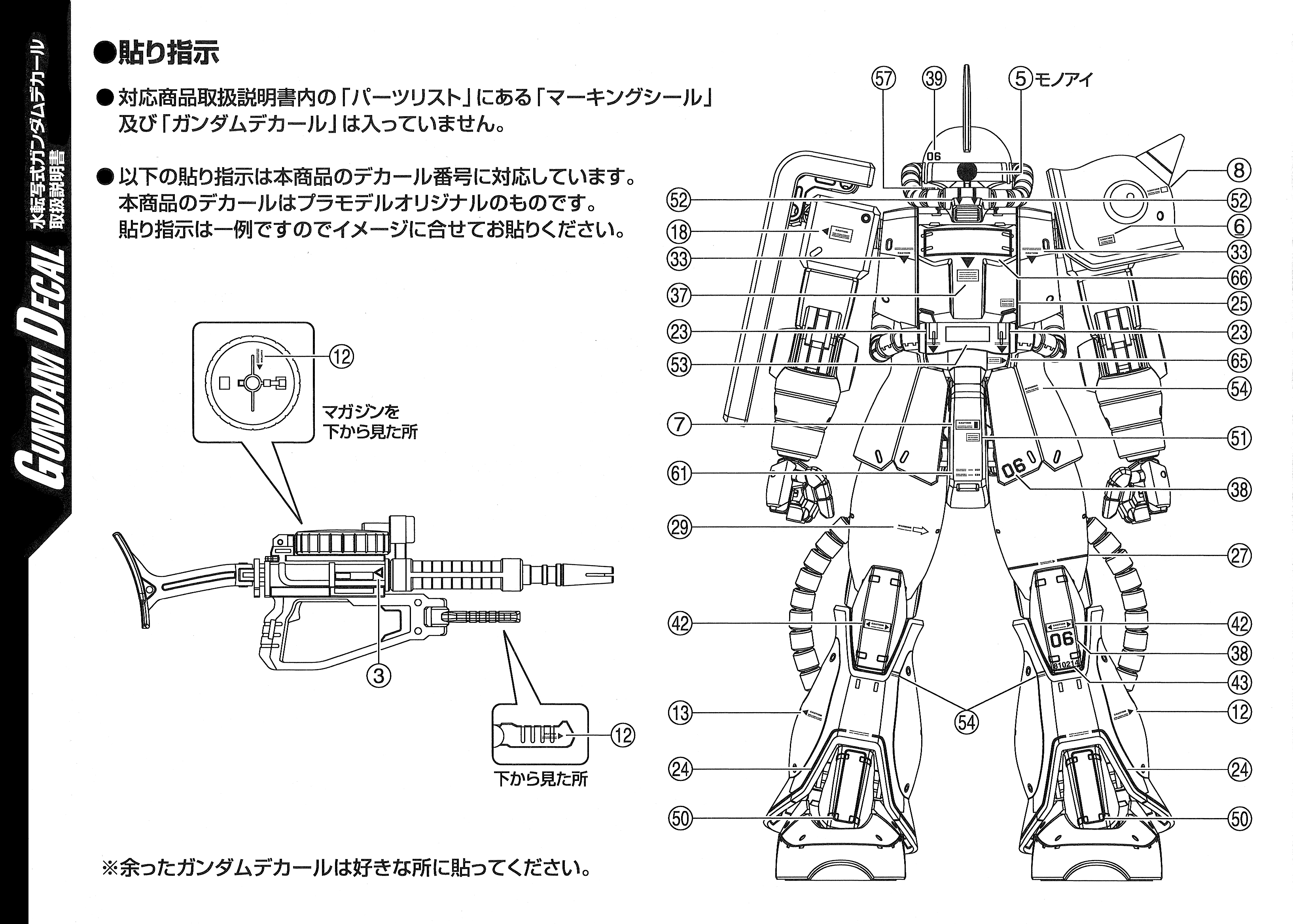 065 Water Decal MG1/100 Zaku II ยี่ห่อ S.I.M.P. Model Decal