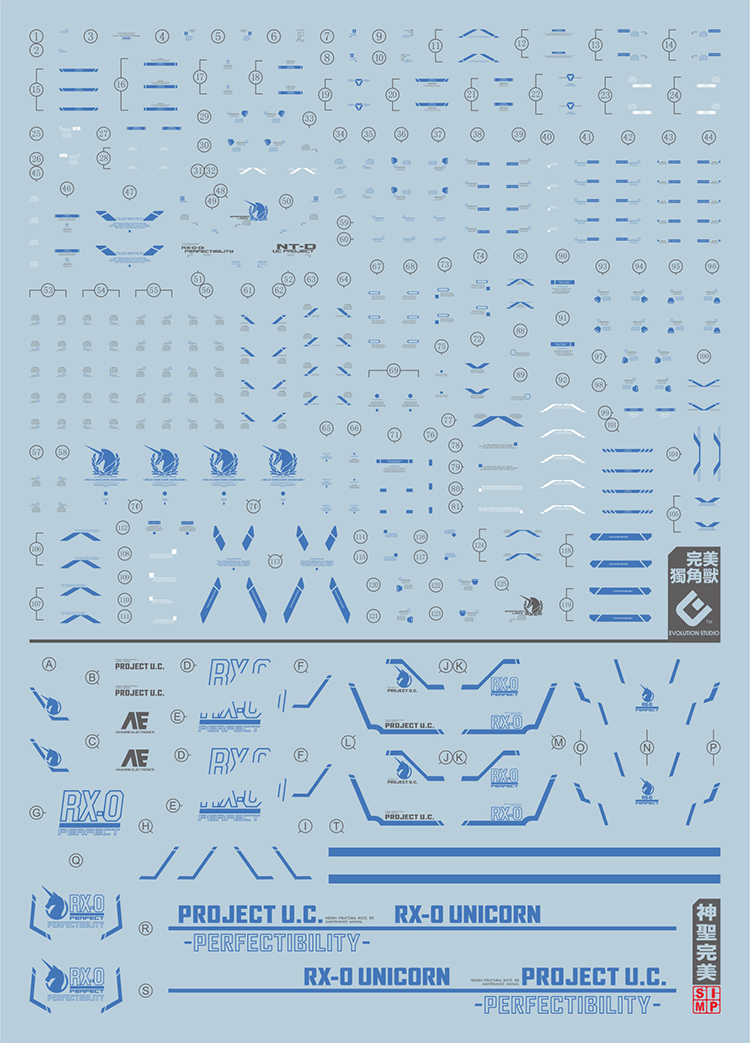 054 Water Decal RG1/144 Unicorn Gundam Perfectibility ยี่ห่อ S.I.M.P. Model Decal (สินค้าเหลือ 1 แผ่น กรุณารอทางร้านแจ้งกลับนะครับ )