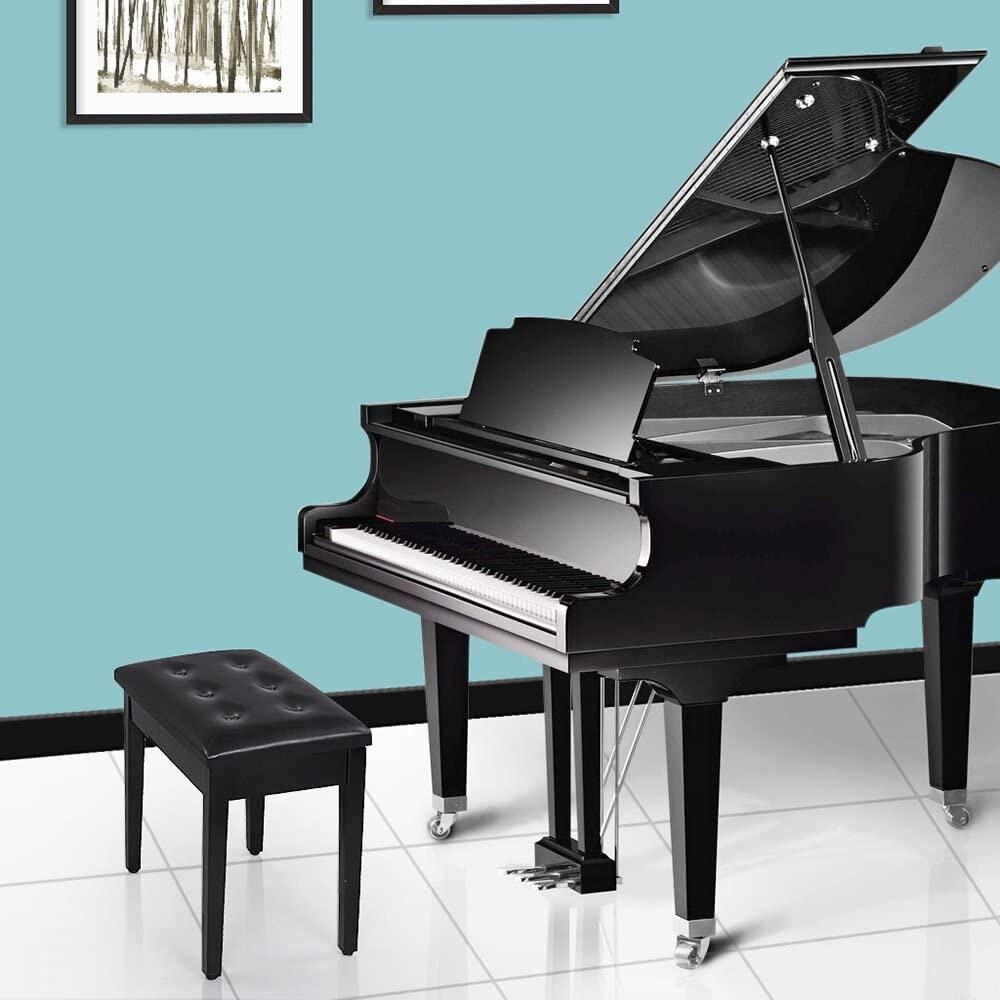 เก้าอี้เปียโน Rasvone รุ่น YM618 เบาะหนังกันน้ำ ขาไม้ มีที่เก็บของ Piano Stool Piano Bench