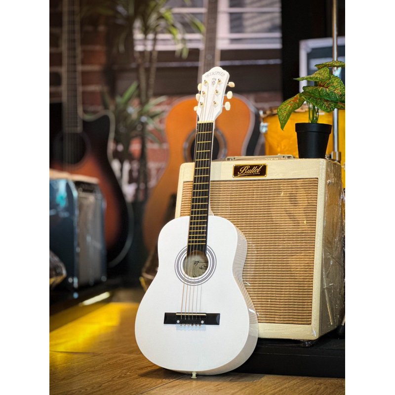 กีต้าร์โปร่ง Overspeed รุ่น OS-30 ขนาด 30 นิ้ว พกพาง่าย มีสีดำ สีไม้ ฟรี ปิ๊ก 2 อัน / ใบคอร์ด * คอเล็กจับง่าย มีปลายทาง