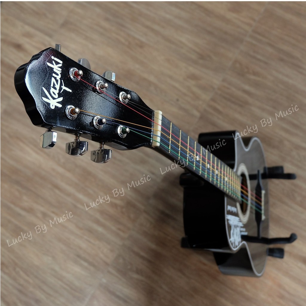 กีต้าร์โปร่ง Kazuki รุ่น KZ - 38 ขนาด 38 นิ้ว สีดำ ลูกบิดโครเมียม แถมฟรี ปิ๊ก ที่เก็บปิ๊ก และใบคอร์ดกีต้าร์