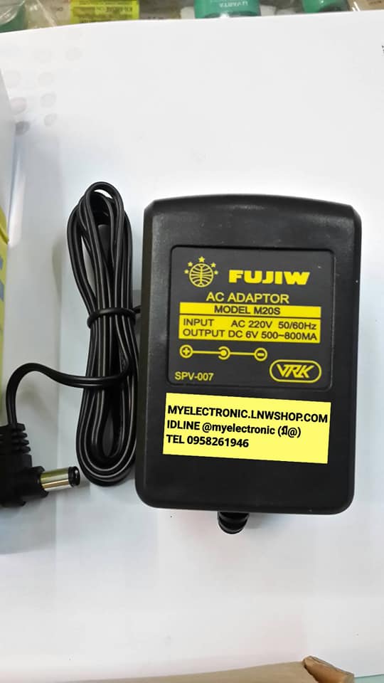 ขาย , อะแดปเตอร6V , DC , 500-800mA , ชนิดขั้ว+อยู่ใน รุ่น , M20S , ยี่ห้อ , FUJIW , AC , ADAPTER , DC , อะแดปเตอร์6VDC , 500MA , ราคา , ตัวละ , . . . . , หน่วย , บาท