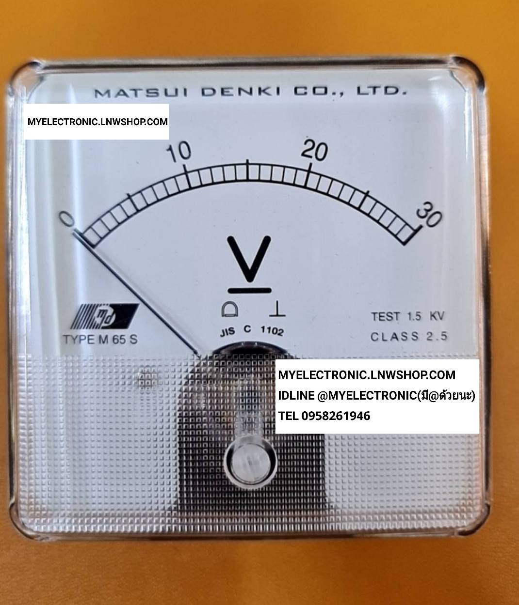 ขาย มิเตอร์30VDC รุ่น M65S PANAL METER มิเตอร์ 30V DC SIZE ขนาด 80×80MM. ยี่ห้อ MATSUDENKI MADE IN JAPAN ของแท้ ราคา ตัวละ . . . หน่วย บาท