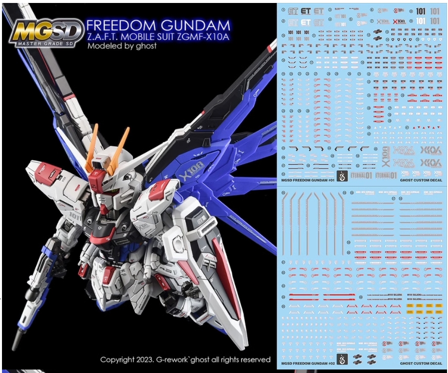 Water Decal 164 MGSD Freeom Gundam V2.0 ยี่ห่อ Ghost-Decal