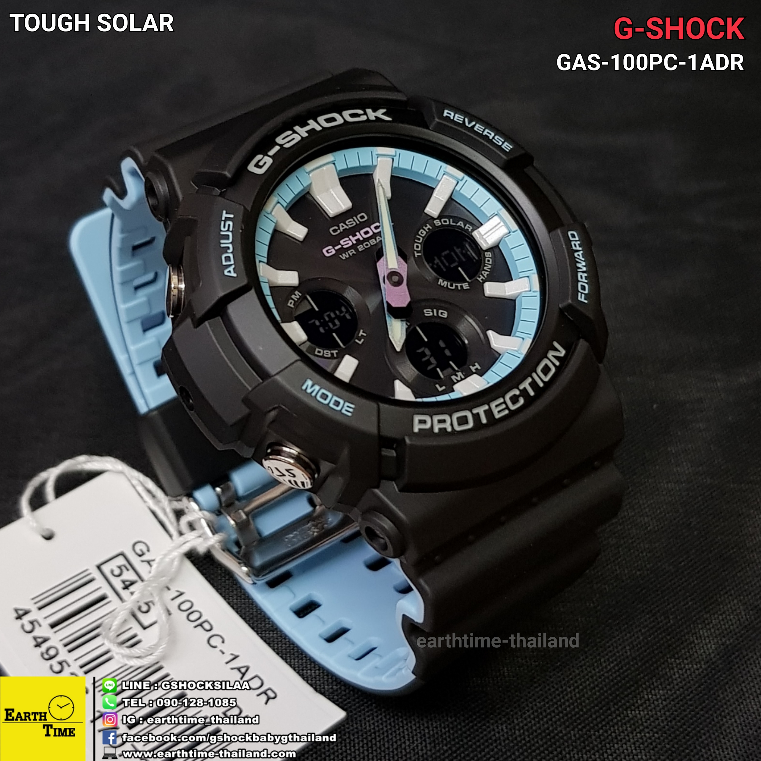 G-Shock Pearl Blue Neon Series ของใหม่แท้100% รับประกัน 1 ปี รุ่น GAS-100PC-1ADR