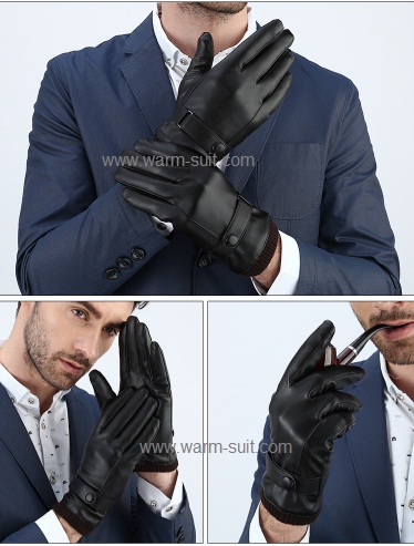 ถุงมือหนังชาย บุวูลทัชสกรีนได้