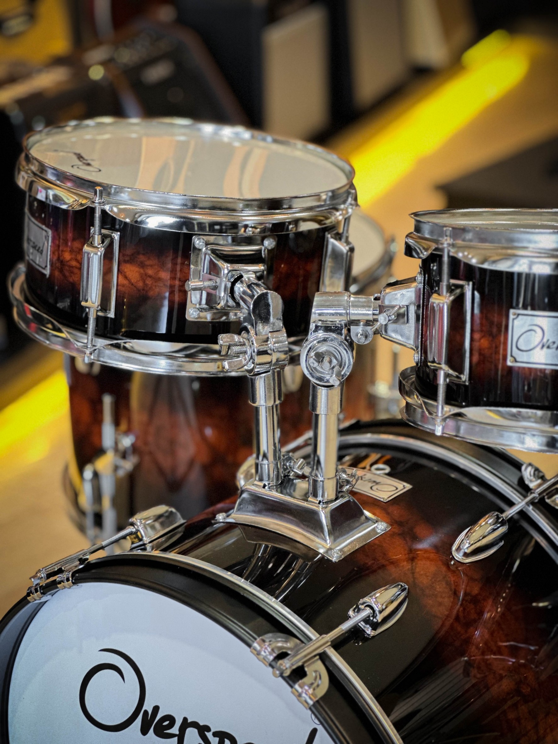 OVERSPEED กลองชุดเด็ก 5 ใบ สีไม้ JUNIOR DRUM SET กลองชุด พร้อมอุปกรณ์ครบชุด ฟรี ไม้กลอง ประแจกลอง