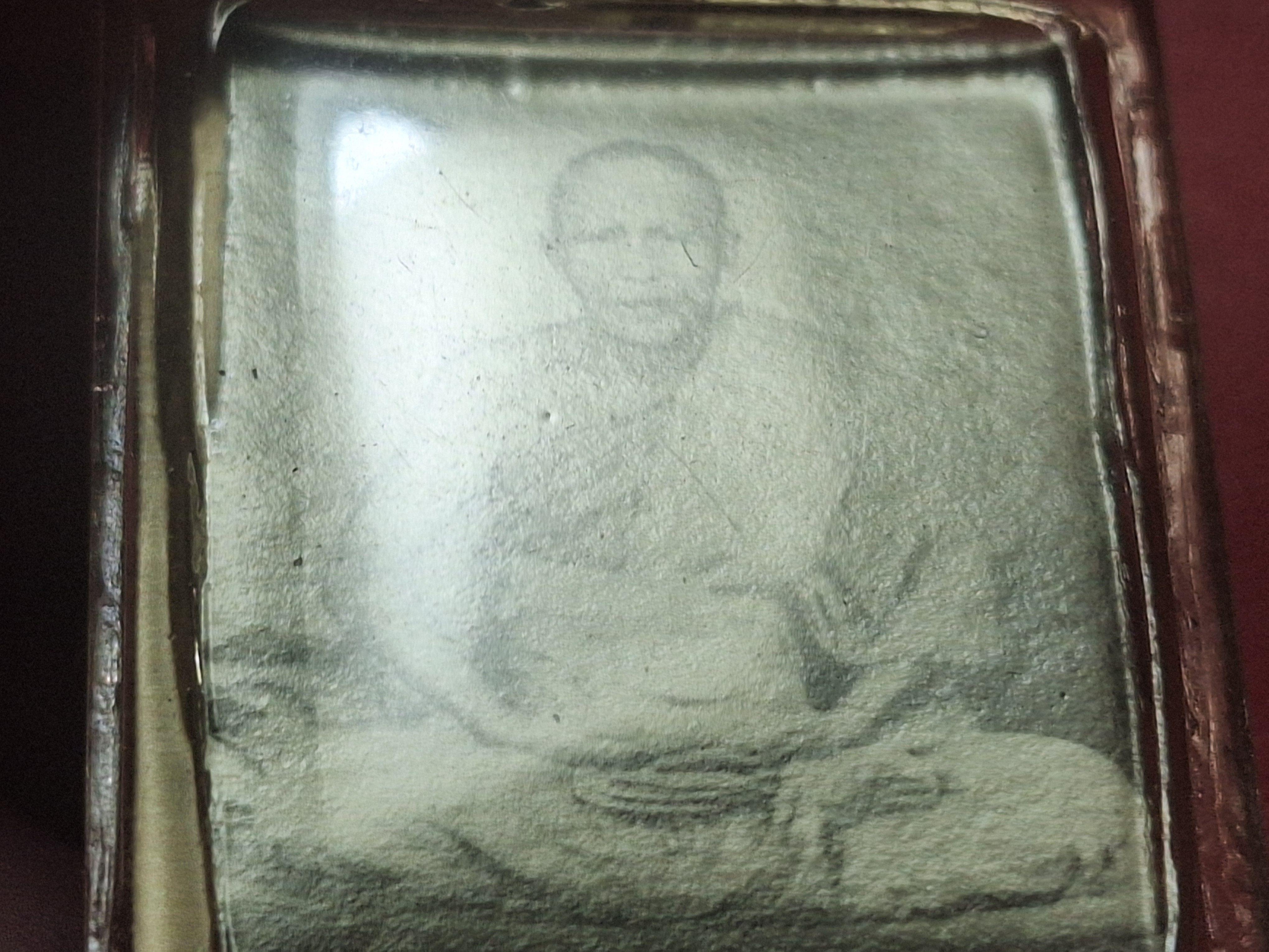 หลวงพ่อแทน วัดธรรมเสน รูปถ่าย รุ่นแรก เลี่ยมเดิมจากวัด(องค์ที่1)