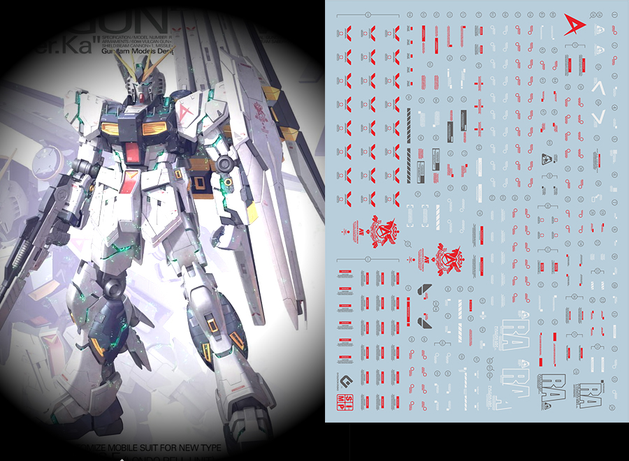 071 Water Decal MG1/100 Nu Gundam Ver.KA ยี่ห่อ S.I.M.P. Model Decal