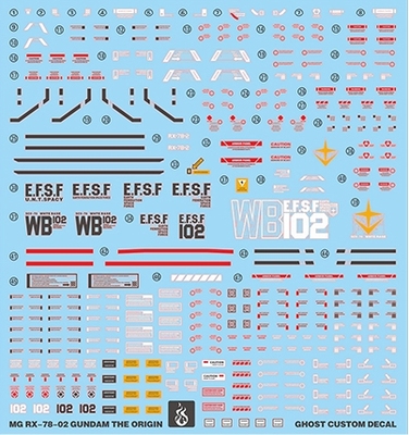Water Decal 006 MG1/100 RX-78-02 Gundam (GUNDAM THE ORIGIN Ver.) ยี่ห่อ Ghost-Decal
