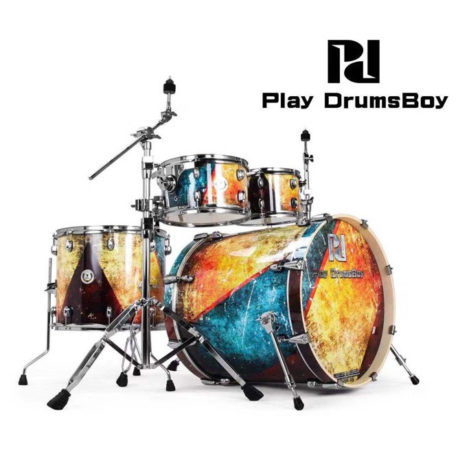 กลองชุดใหญ่ ดีไซด์สวย มีเอกลักษณ์เฉพาะตัว Play Drums Boy รุ่น Playboy Series สี Vintage Blue and Yellow