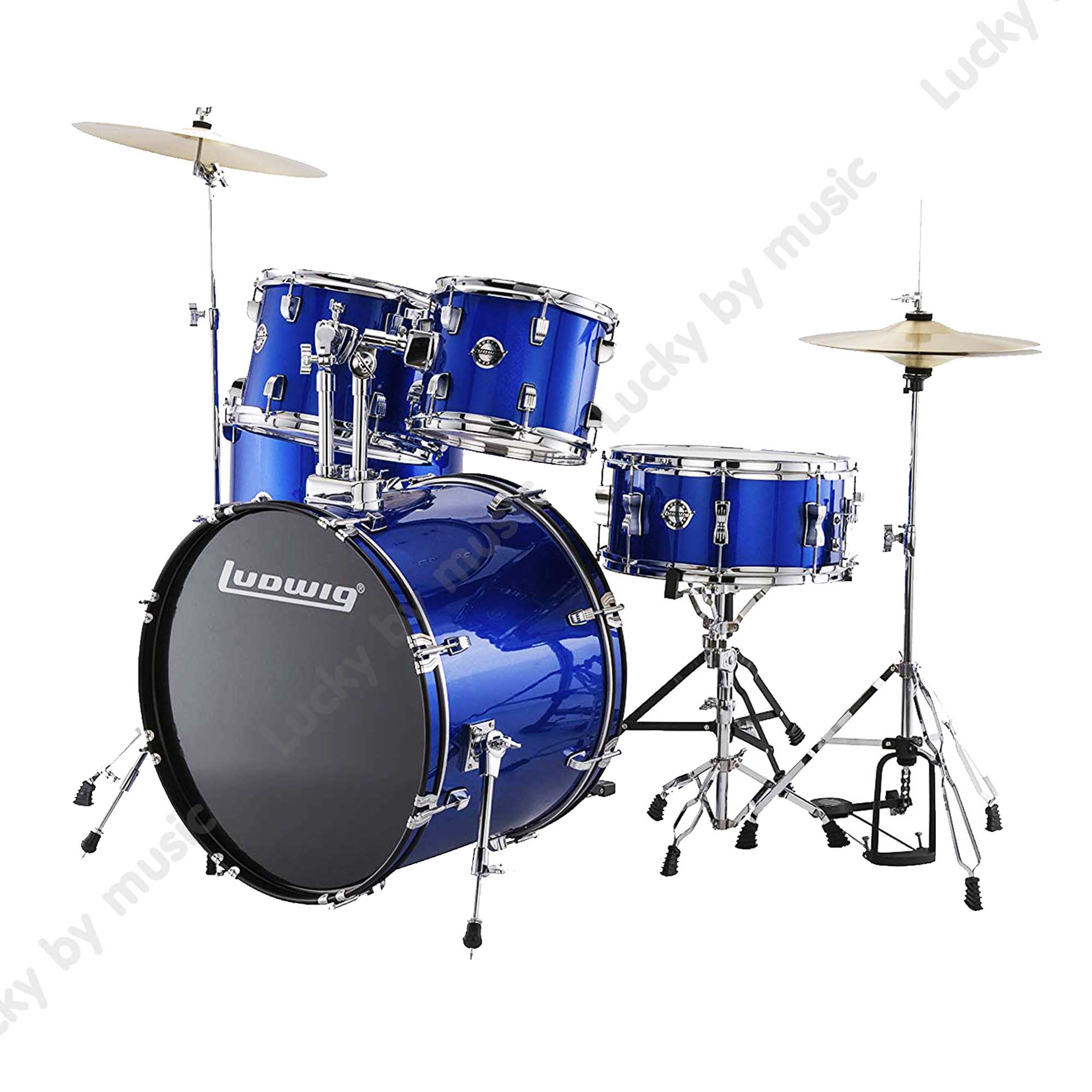 Ludwig Accent LC175 สีน้ำเงิน (5Pcs Drum with 13 Hihat + 16 Crash) กลองชุดใหญ่พร้อมอุปกรณ์ ครบชุด - ลักกี้บายมิวสิค