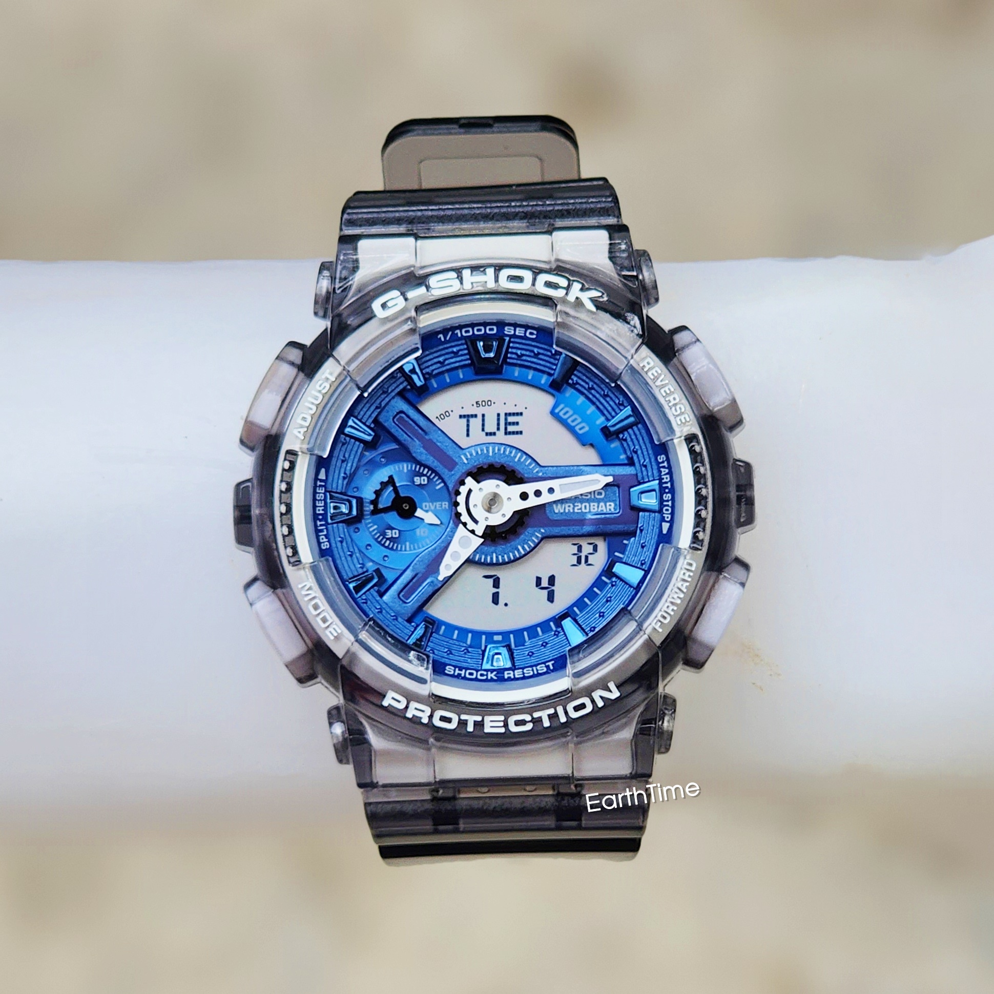 GMA-S110TB-8A l Translucent Gray with Metallic Blue Dial Series l G-SHOCK S Series