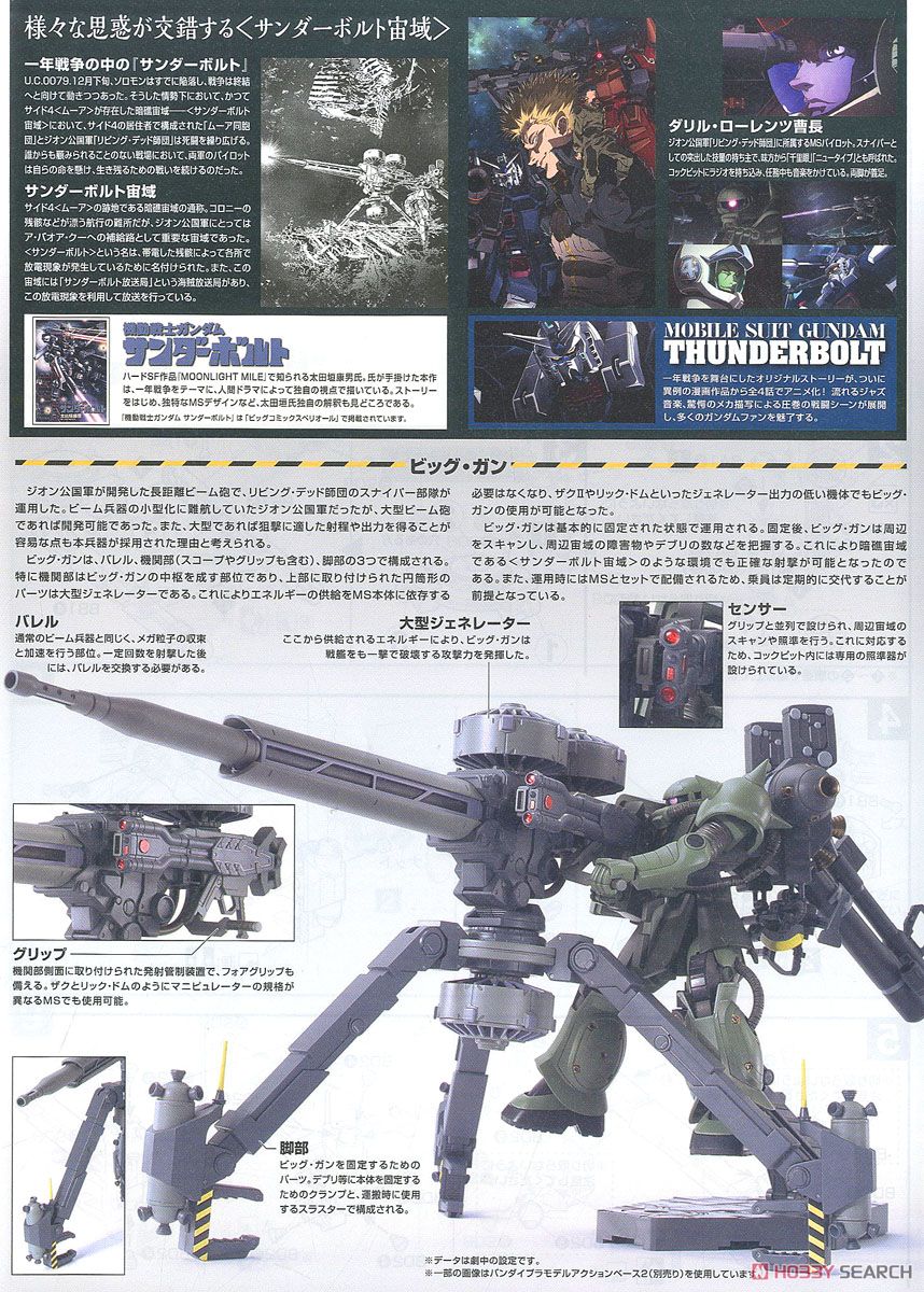 (Bandai) HG1/144 Zaku II + Big Gun (Gundam Thunderbolt Ver.)