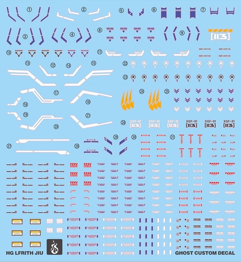 Water Decal 182 HG1/144 Gundam Lfrith Jiu ยี่ห้อ Ghost Decal