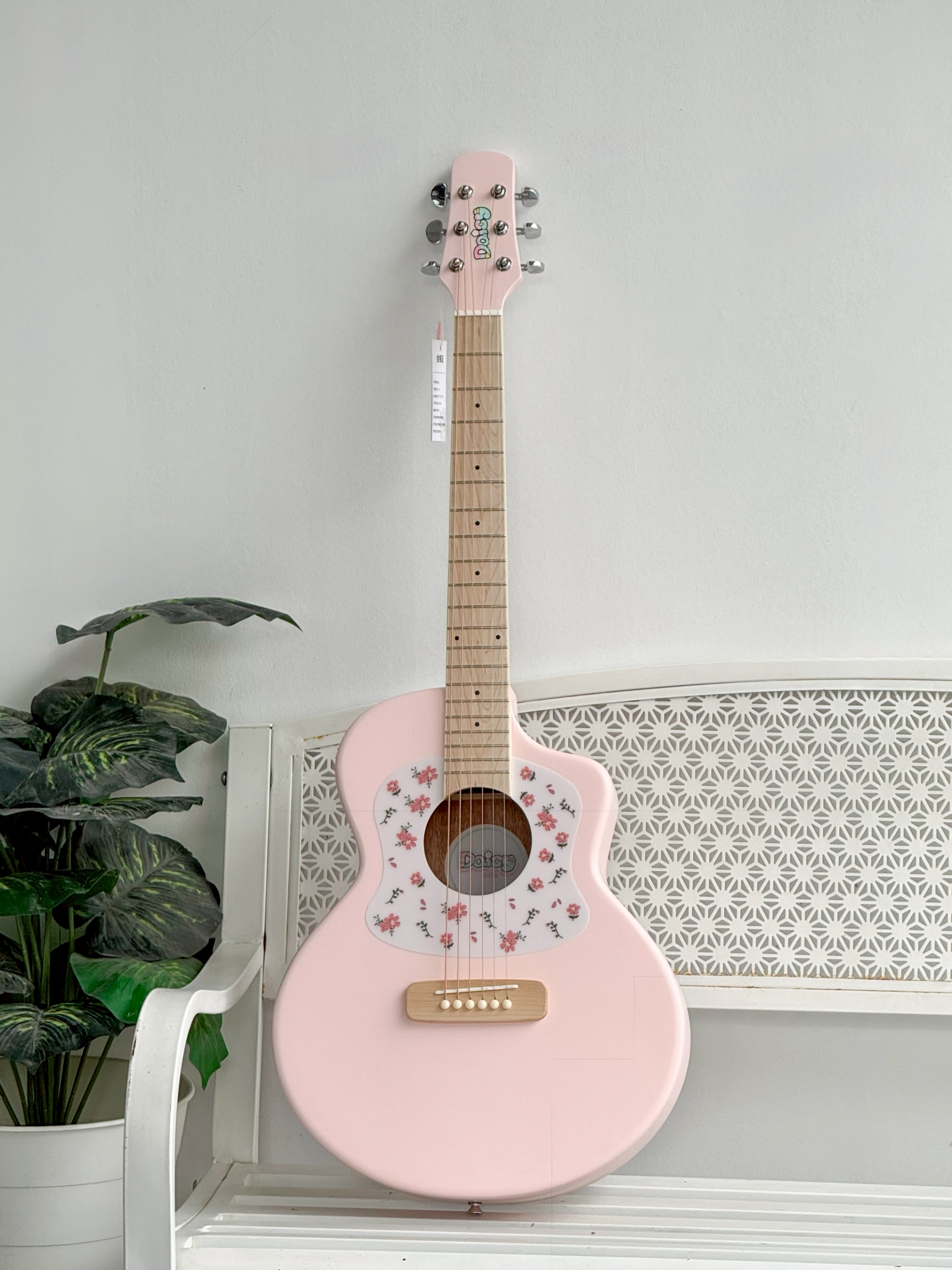 Daisy กีตาร์โปร่ง รุ่น D-100 ขนาด 36 นิ้ว ปิ๊กการ์ดลายดอกไม้ พร้อม ปิ๊ก4อัน คู่มือ