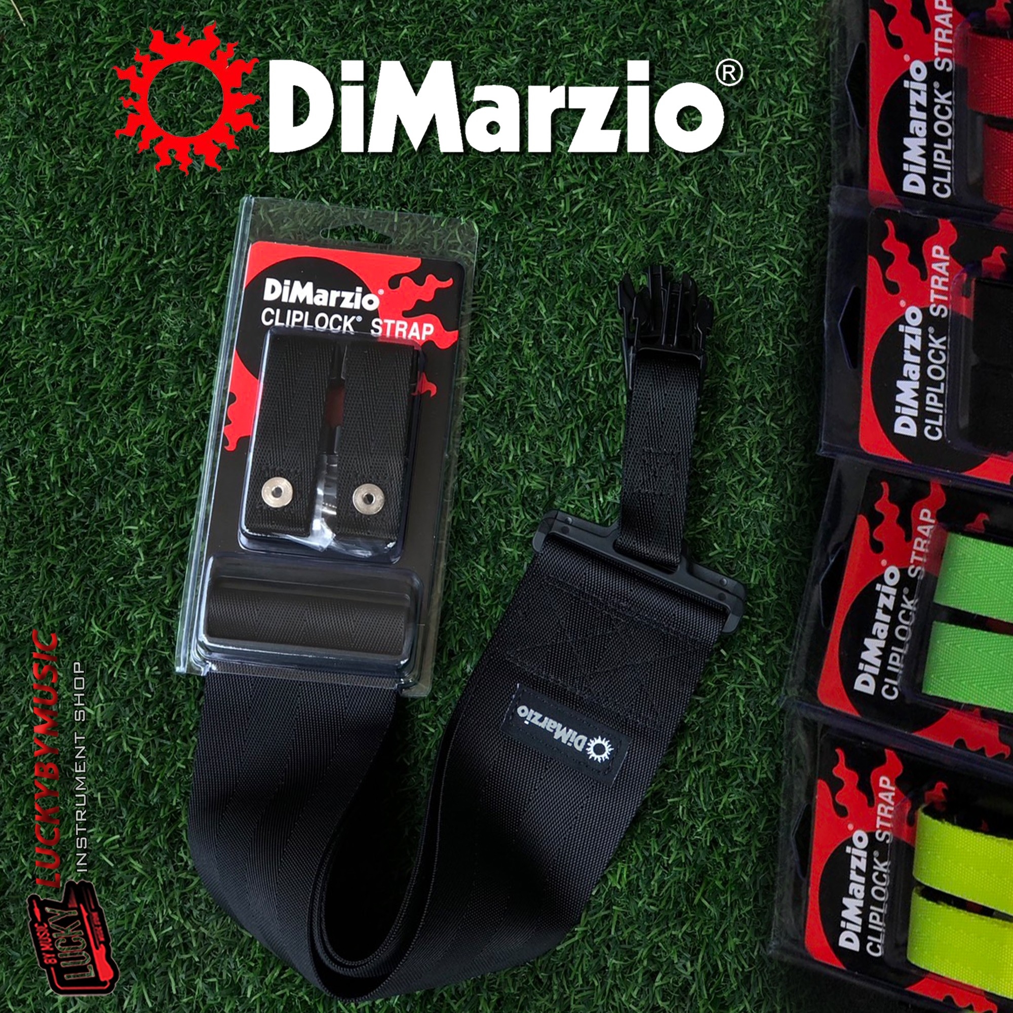 สายสะพาย สีดำ Dimarzio รุ่น DD2200 Nylon Cliplock Clip Lock วัสดุ Nylon เหนียวทนทาน ล็อคแน่น สายสะพายกีต้าร์ ของแท้ USA.