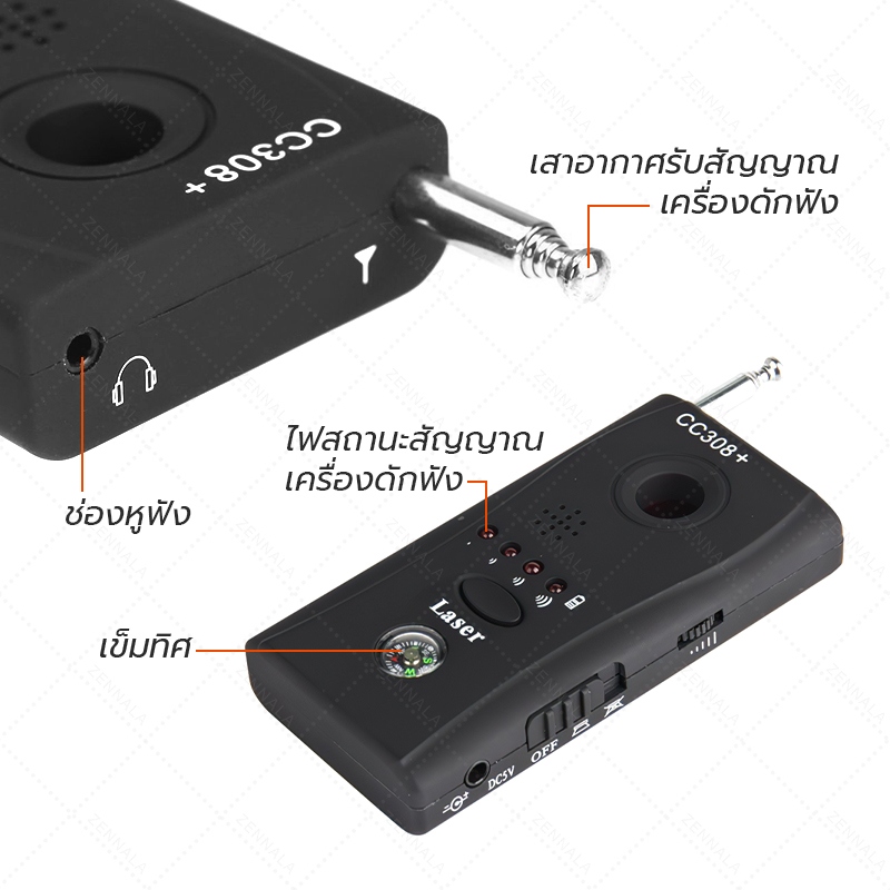 เครื่องตรวจจับกล้องแอบถ่าย + เครื่องดักฟัง รุ่น CC308