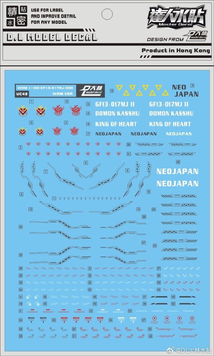 Decal UC43 Hi-Resolution Model (HiRM) 1/100 God Gundam ยี่ห่อ DL-model