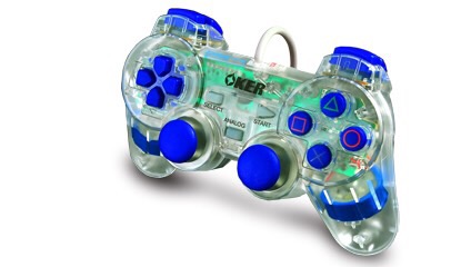 จอยเกมส์ joystick PS2 oker ใสน้ำเงิน