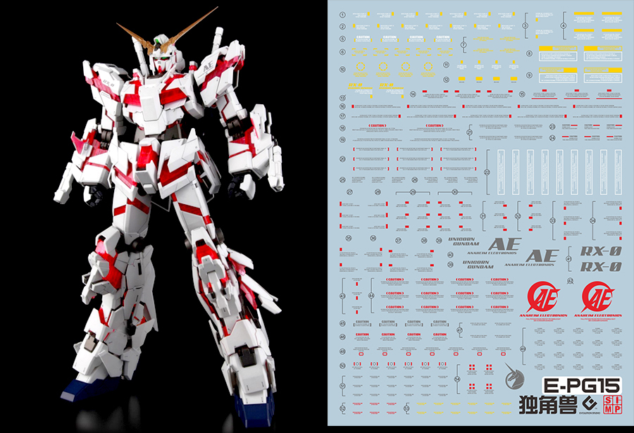 127 Water Decal PG1/60 Unicorn Gundam ยี่ห่อ S.I.M.P. Model Decal