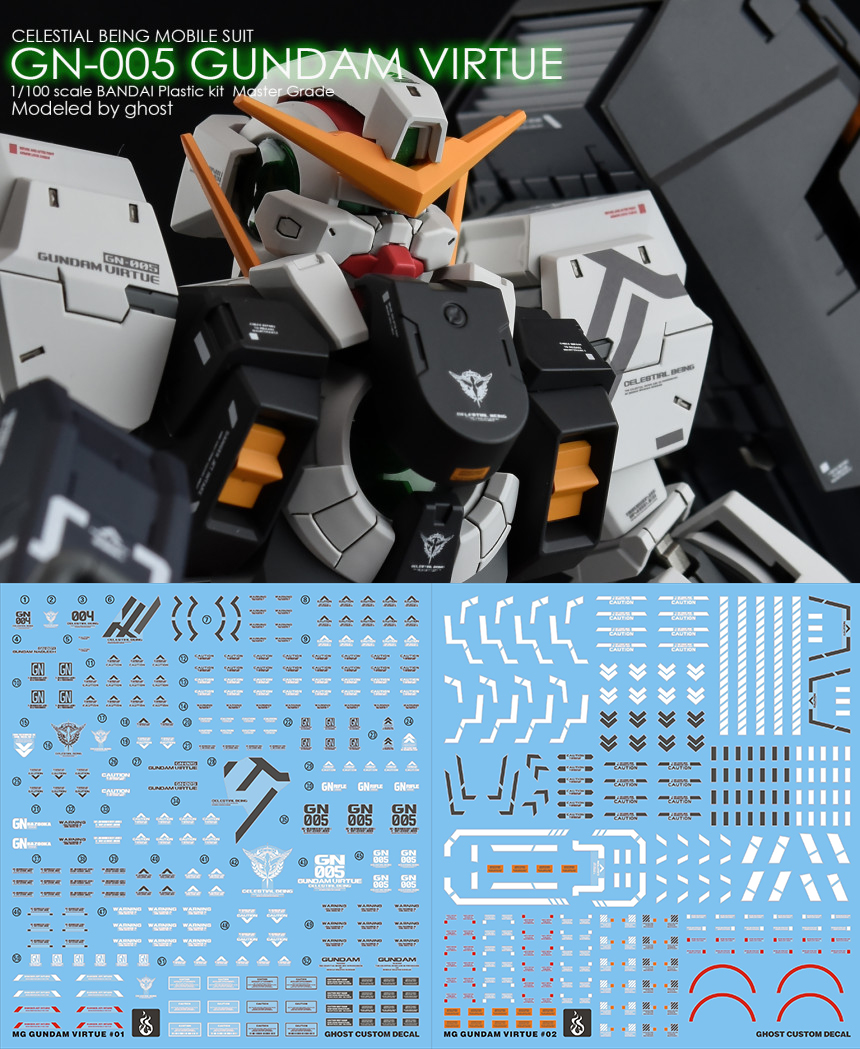 Water Decal 088 MG1/100 Gundam Virtue (Ver.G-Rework) ยี่ห่อ Ghost-Decal