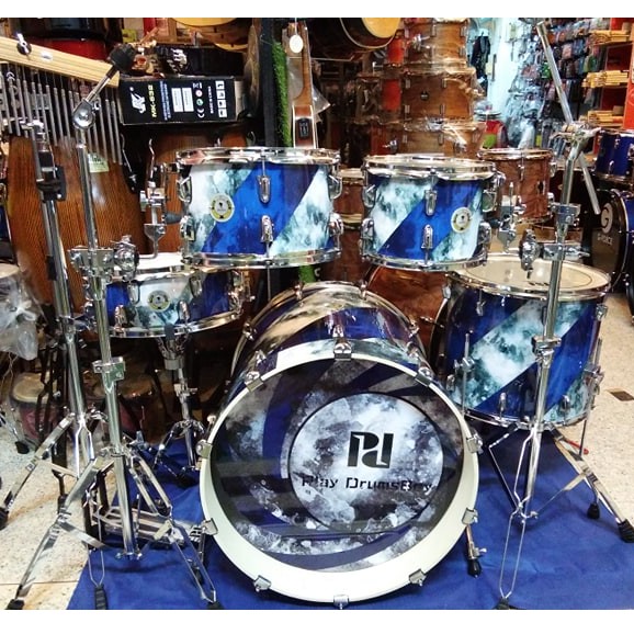 กลองชุดใหญ่ ดีไซด์สวย มีเอกลักษณ์เฉพาะตัว Play Drums Boy รุ่น Playboy Series สี Rotate the ink กลองชุด 5 ใบ ขนาดมาตรฐาน