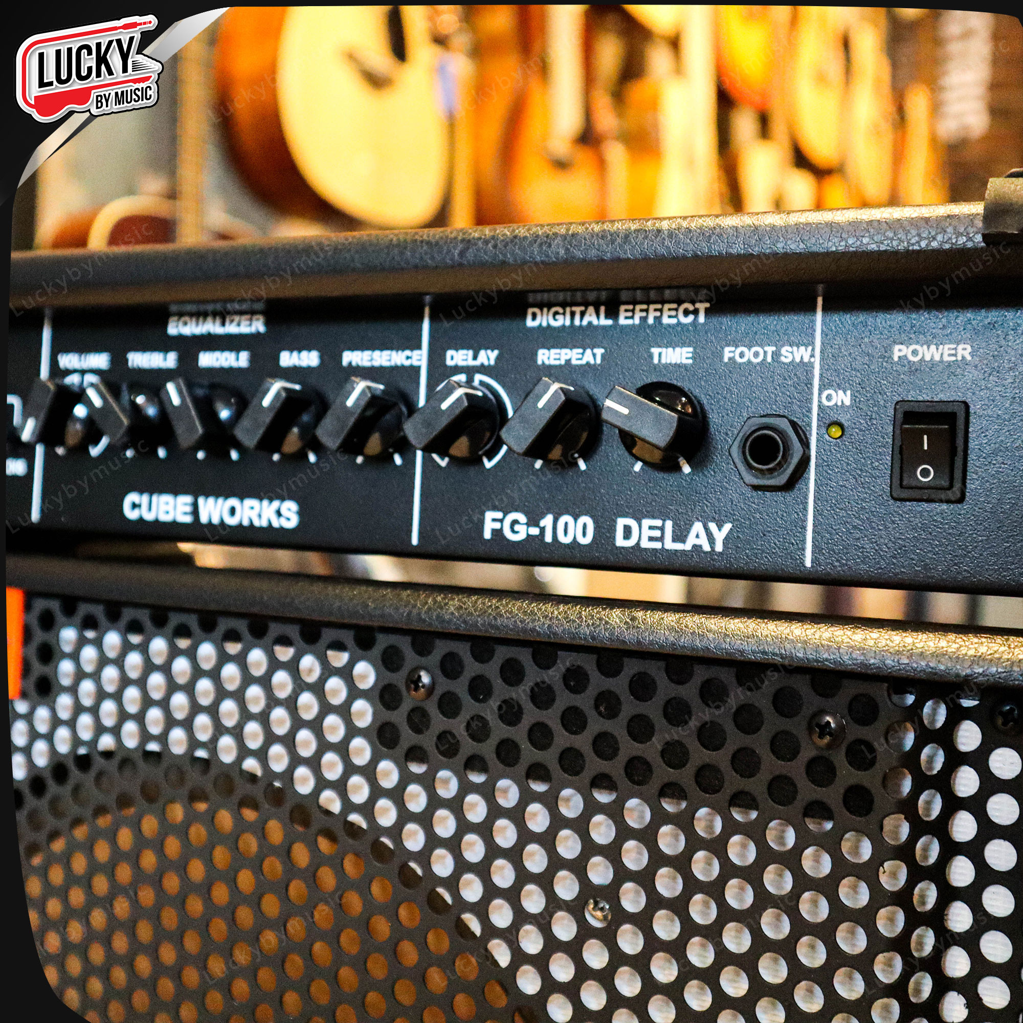 Rock music แอมป์กีต้าร์ รุ่น FG-100 BT ทรงเอียง 100 วัตต์ ตู้แอมป์ มีบลูทูธ เสียบกีตาร์2ช่อง พร้อมเอฟเฟค