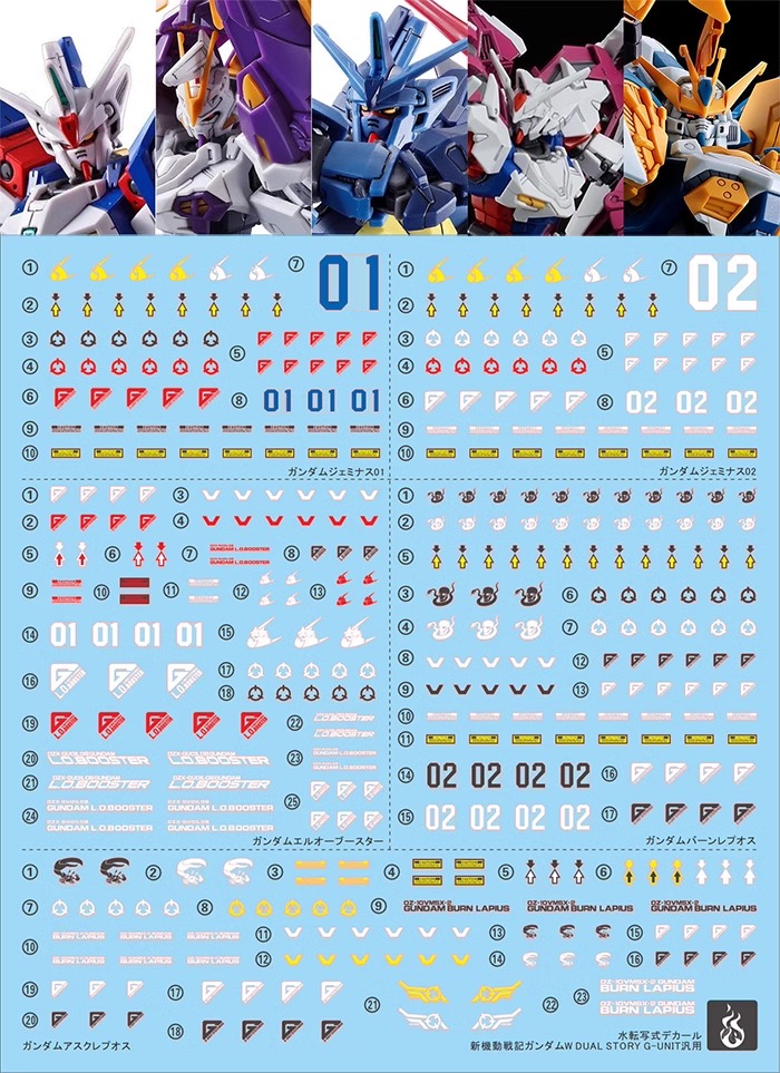 Water Decal 037 HG1/144 Gundam Geminass 01 & 02 &Aesculapius & Burn Lapius ยี่ห่อ Ghost-Decal (