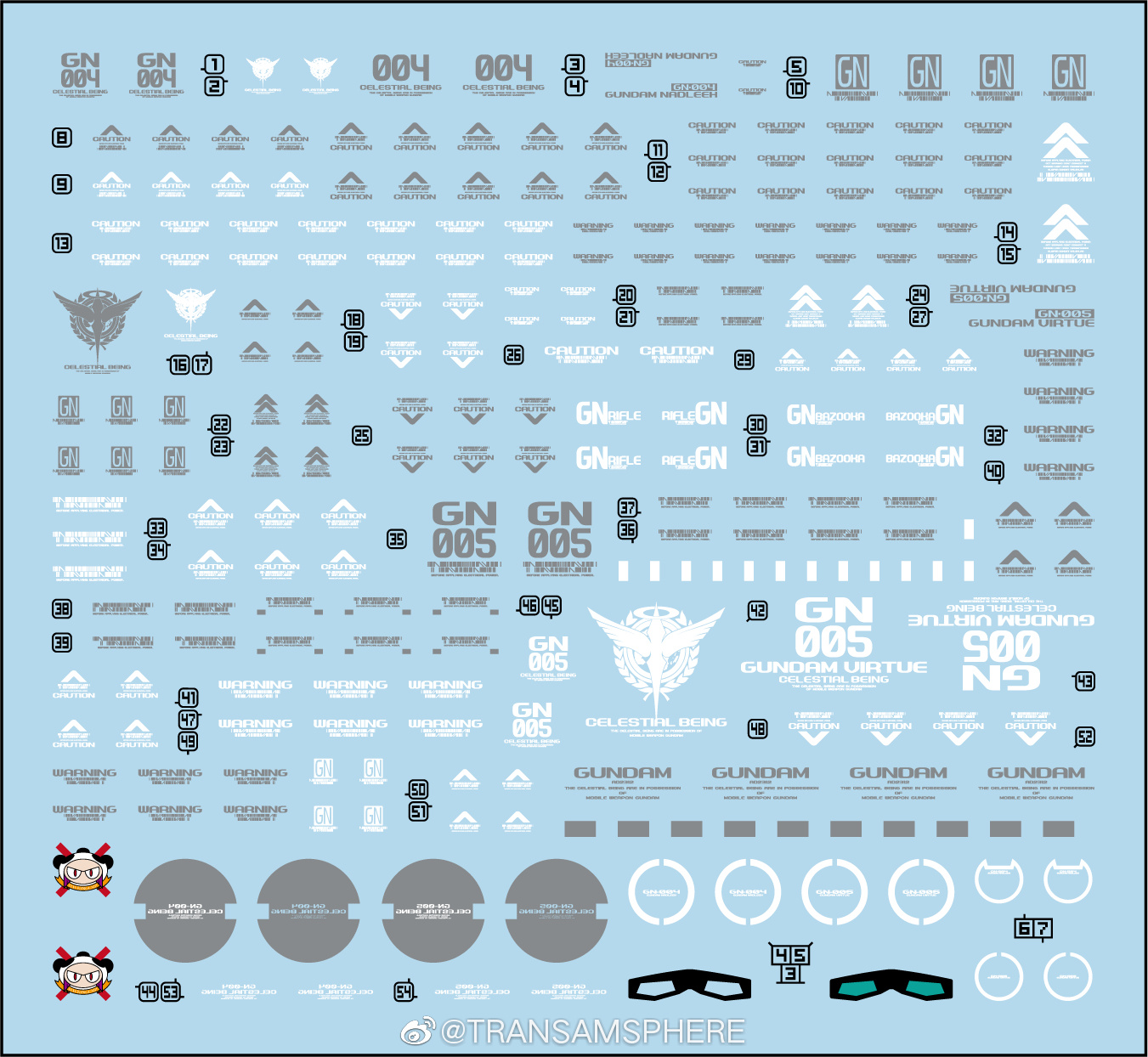 Water Decal 041 MG1/100 Gundam Virtue ยี่ห่อ TRS-Decal