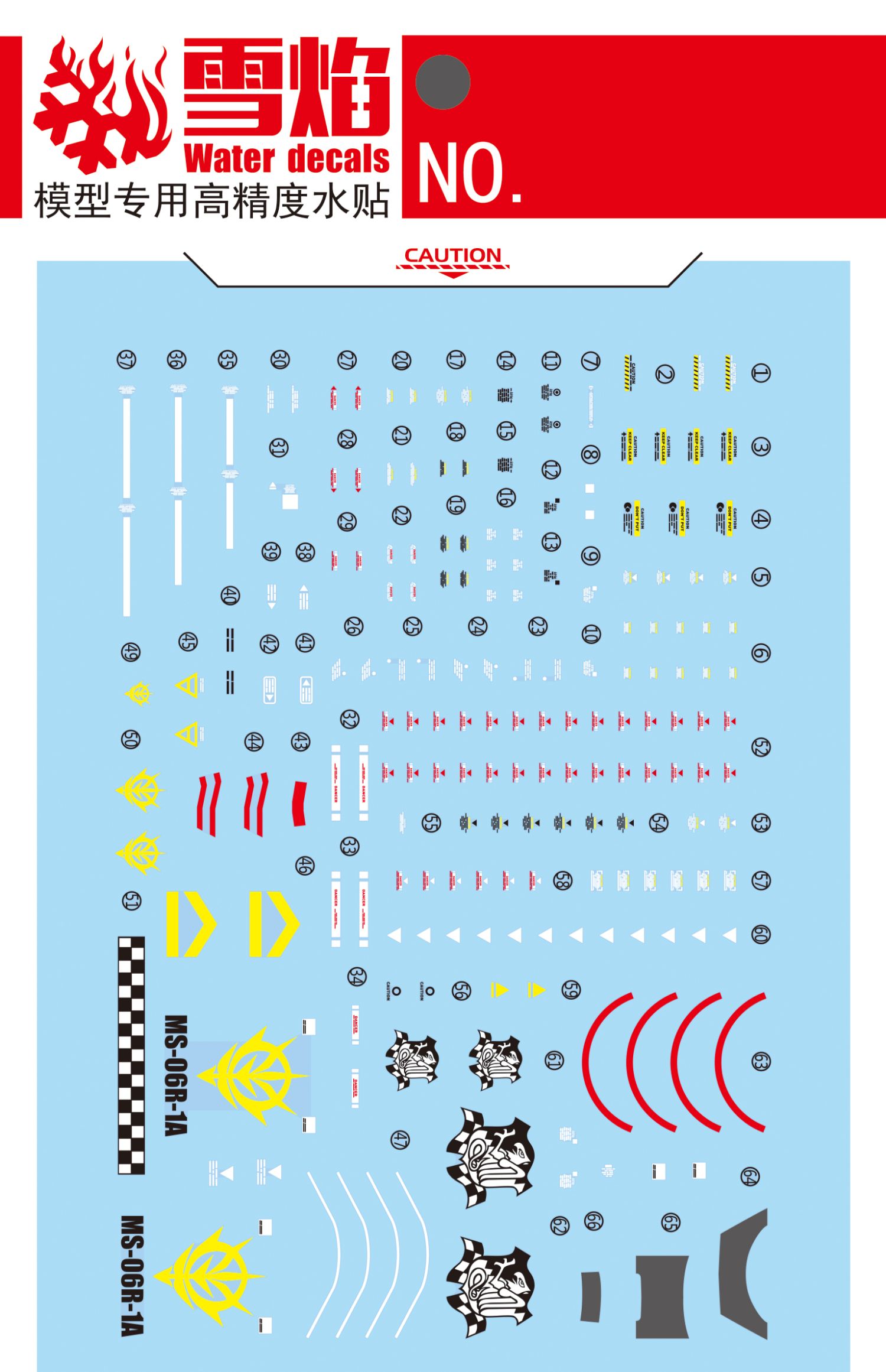 Decal 101 RG1/144 MS-06R-1A Zaku II Eric Mansfield Custom ยี่ห่อ X-Y model