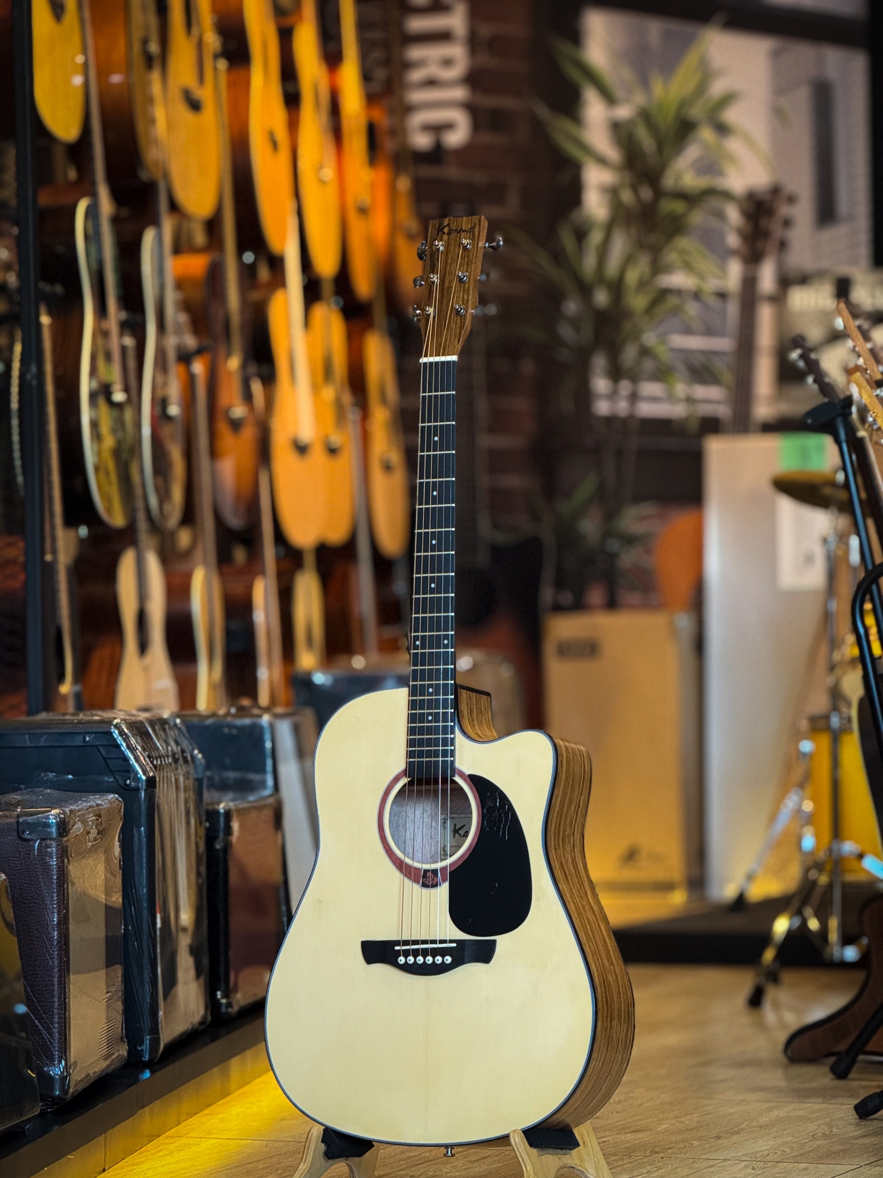 กีตาร์โปร่ง/โปร่งไฟฟ้า KAMA รุ่น K-4115C ไม้วอลนัท เสียงใสกังวาน Acoustic Guitar พร้อม ปิ๊ก4 / ประแจ / กระเป๋ากีตาร์