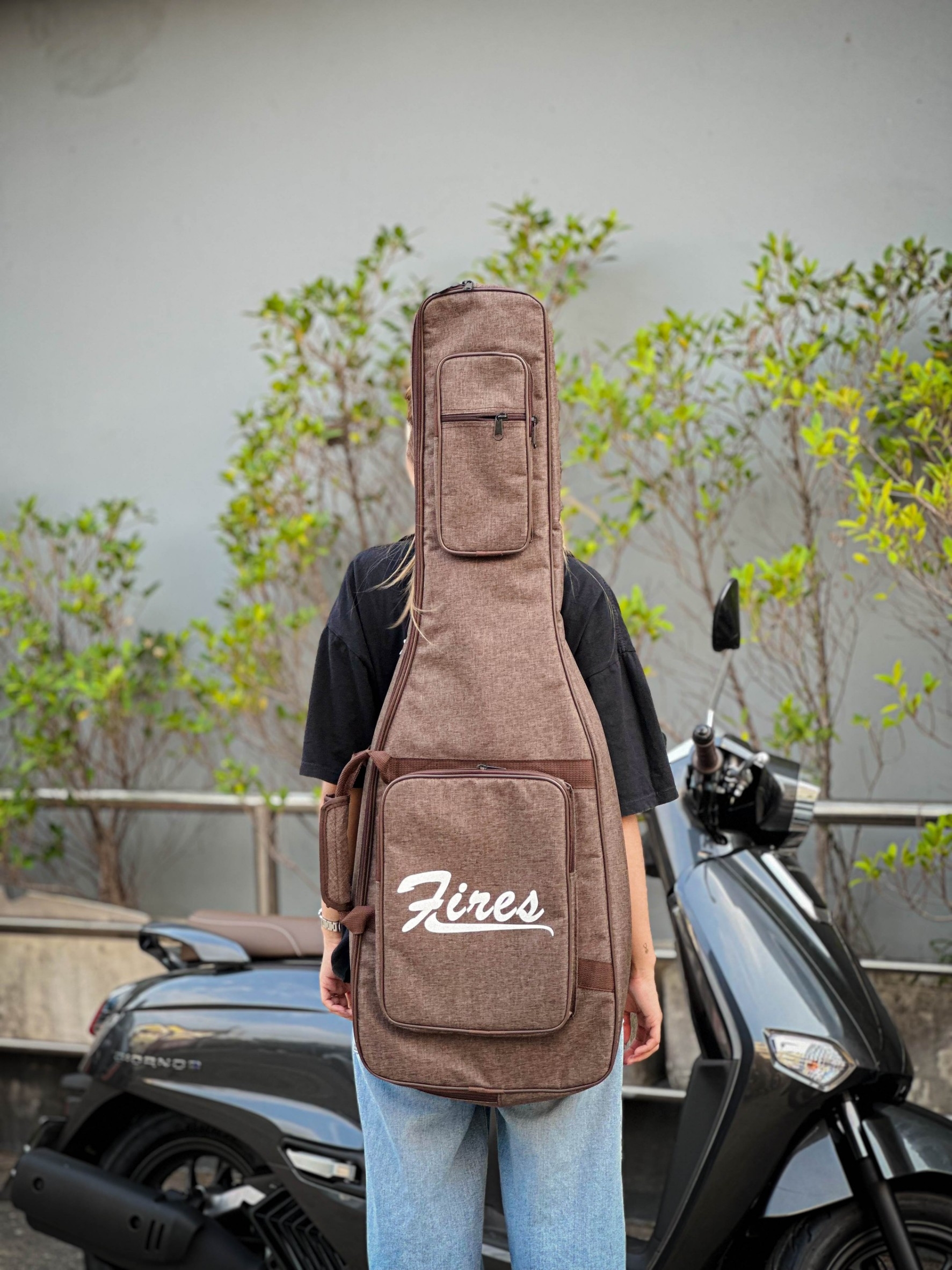 Fires ซอฟเคสกีต้าร์ไฟฟ้า บุฟองน้ำ 5 มิล กระเป๋ากีต้าร์ไฟฟ้า กันน้ำได้ สีน้ำตาล มีหูหิ้ว/สะพายหลัง