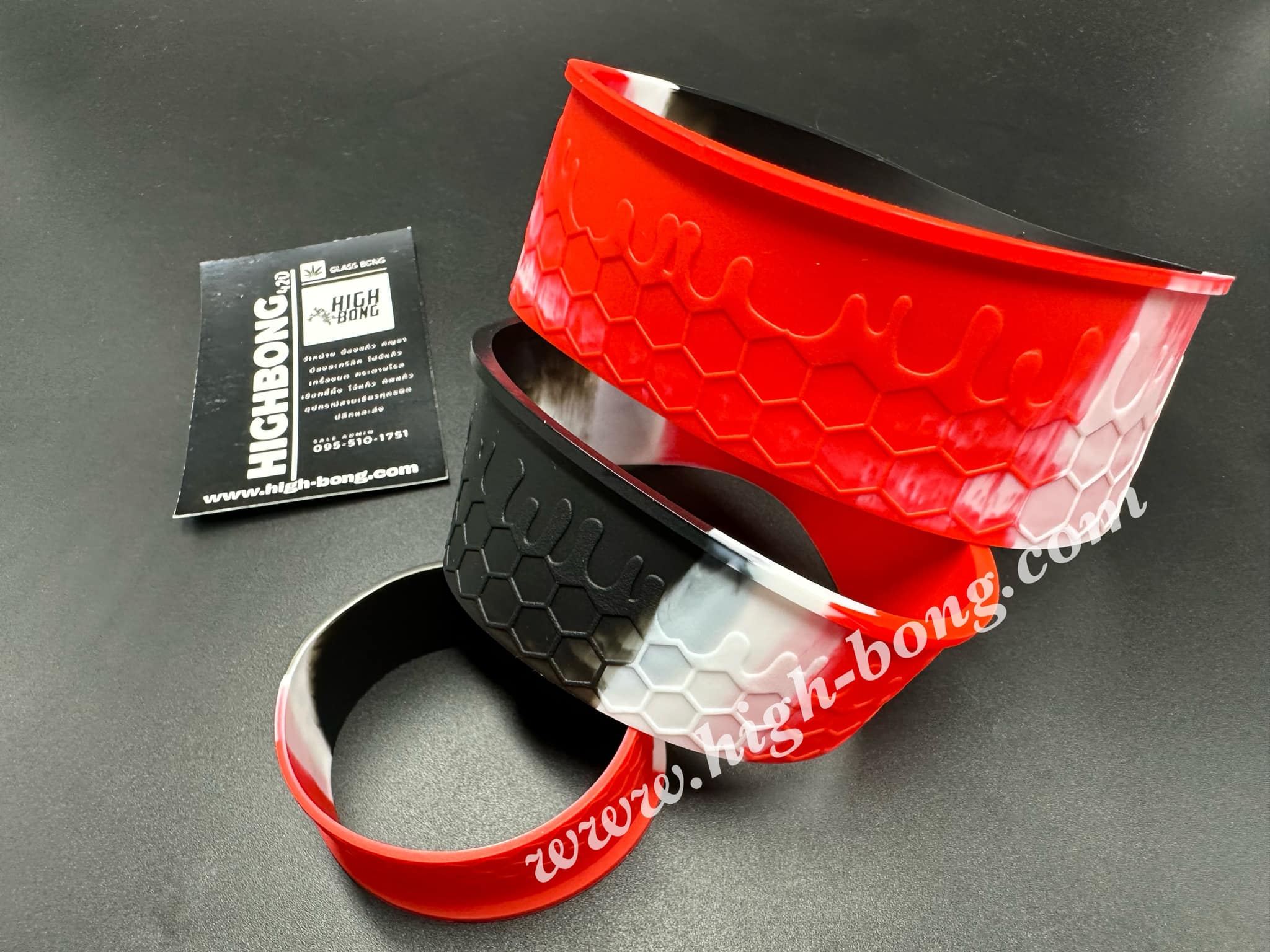 ยางซิลิโคนครอบฐานบ้อง (Red+Black+White)