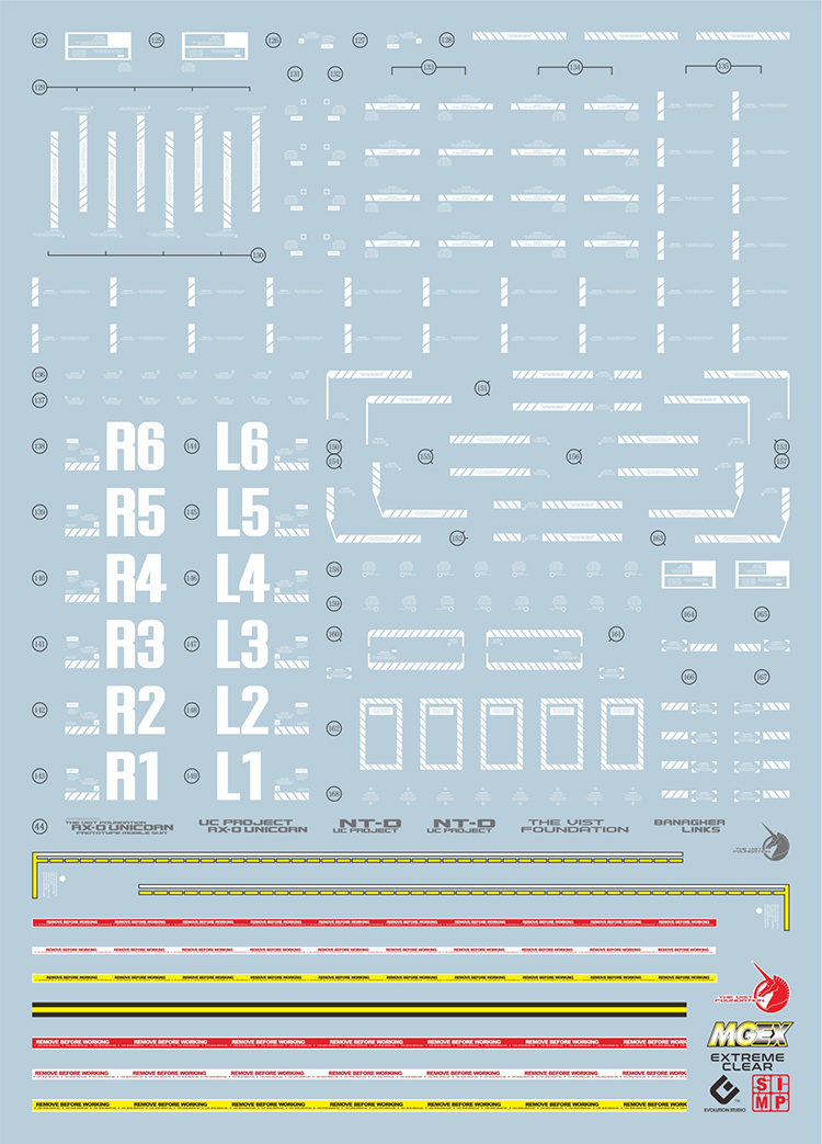 056 Water Decal MGEX Unicorn Gundam ยี่ห่อ S.I.M.P. Model Decal