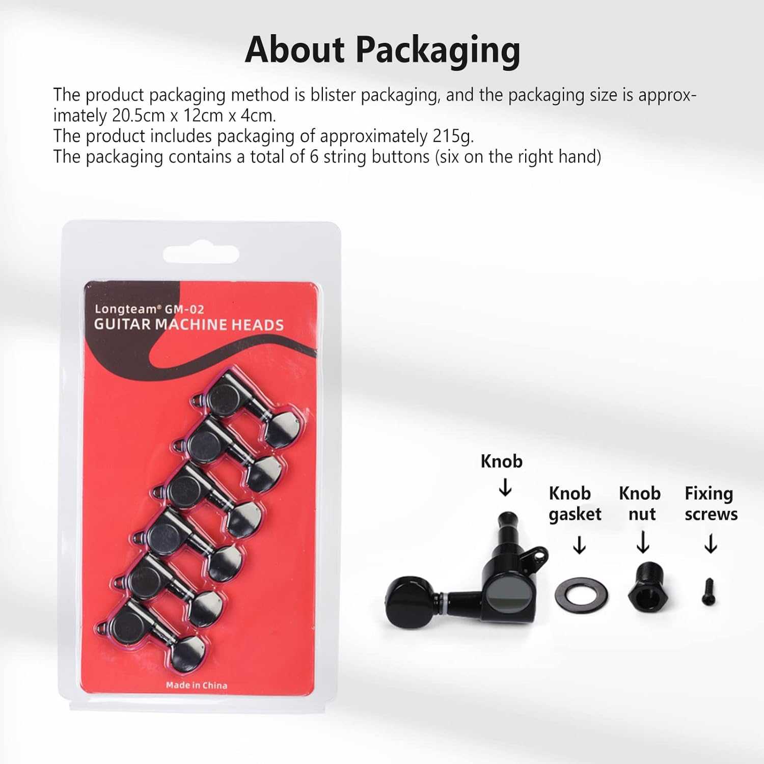 ลูกบิดกีตาร์ไฟฟ้า GM-02 สีเงิน/ดำ ลูกบิดโละหะชุบโครเมียม เหล็กตัน ทนทานแข็งแรง Machine Heads อุปกรณ์ครบชุด