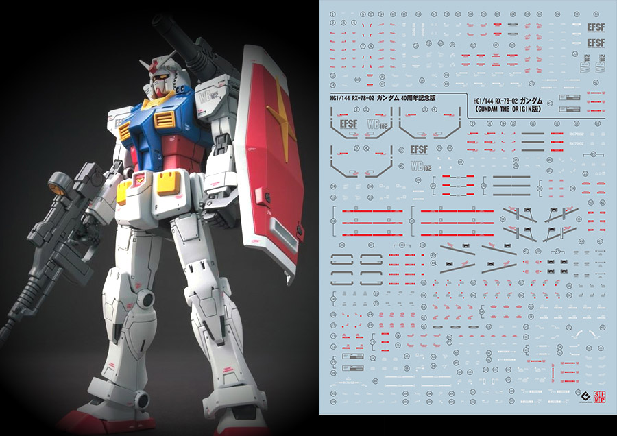 041 Water Decal HG RX-78-02 Gundam (Gundam The Origin Ver.) ยี่ห่อ S.I.M.P. Model Decal
