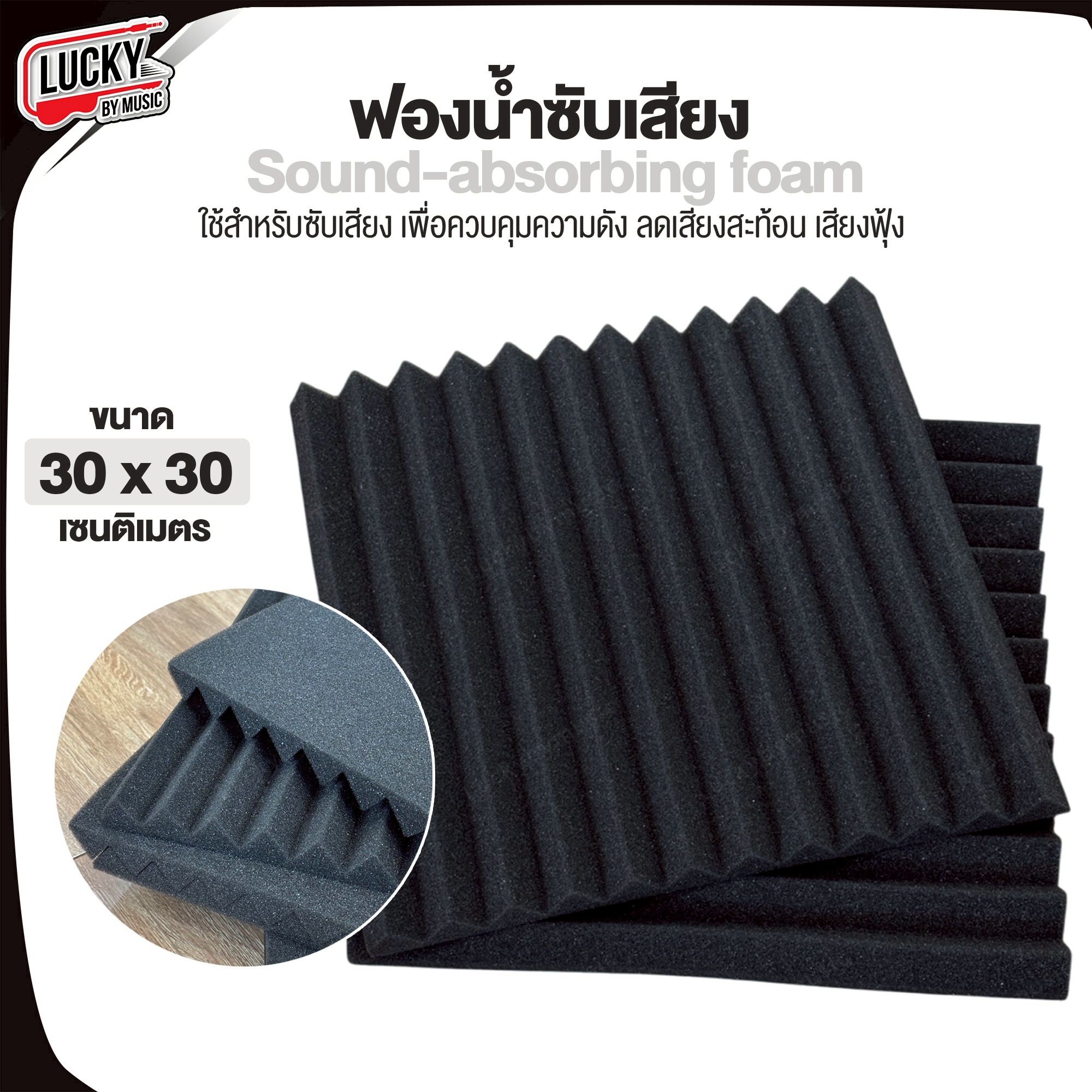 ฟองน้ำซับเสียง รังไข่ ขนาด 30 x 30 (ซม.) ซับเสียงกลอง ห้องซ้อม แผ่นซับเสียงกลอง มิ้วกลอง