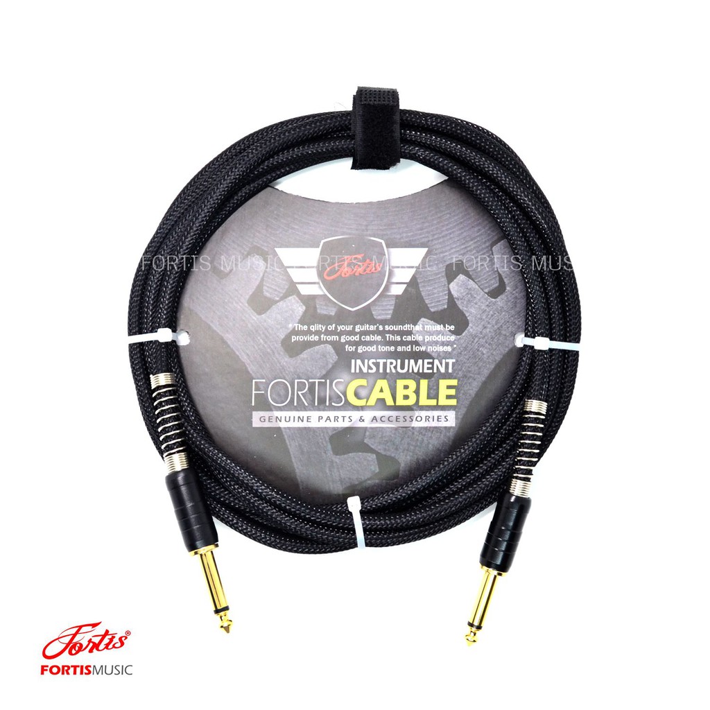 สายแจ็ค 3 M. สายถัก fortis อย่างดี รุ่น BN-128 สายทองแดง 100% ไม่ต้องกลัวเสียง Hum สัณญาณเต็ม หัวแจ็คทอง 24K ทนทาน