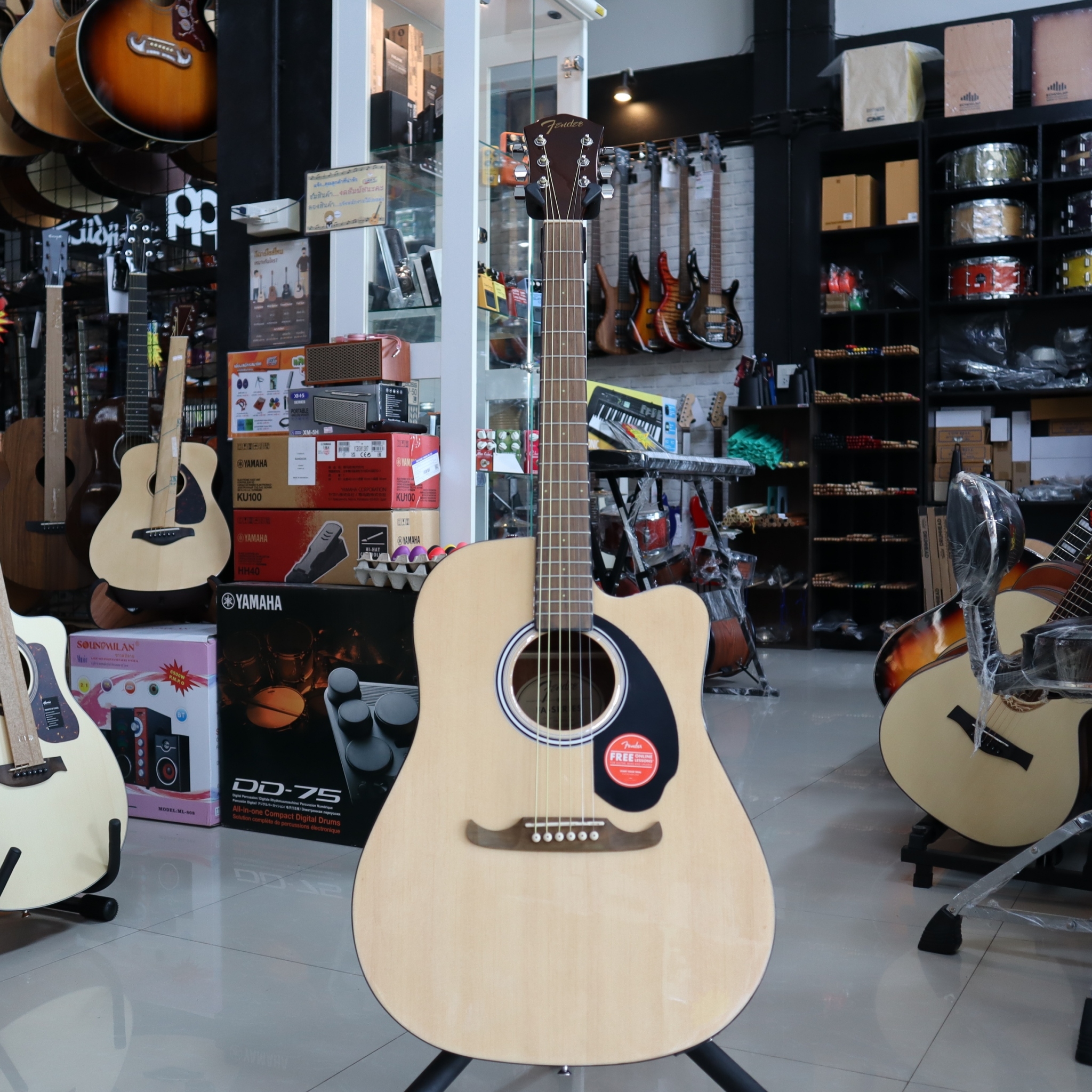 Fender FA-125 กีต้าร์โปร่ง ทรง Dreadnought ขนาด 41 นิ้ว สีไม้ กีตาร์ แบรนด์ดัง ราคาย่อมเยา