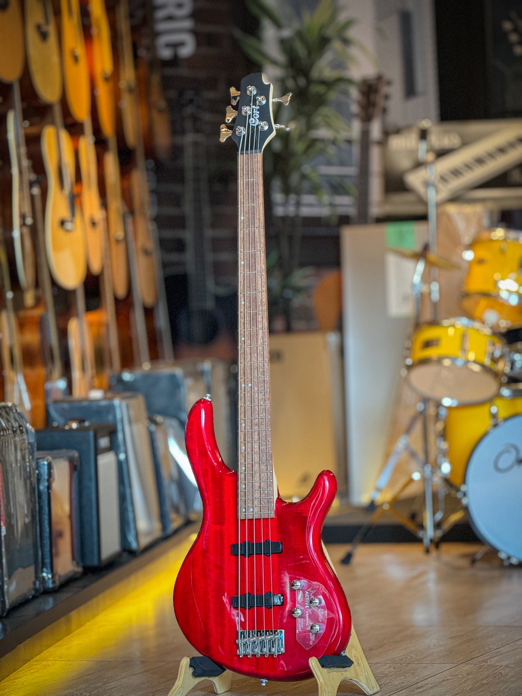 Cort Action Bass V Plus เบสไฟฟ้า 5 สาย สี Trans Red Active EQ ให้เสียงเบสที่หลากหลาย ครอบคลุมทุกสถานการณ์