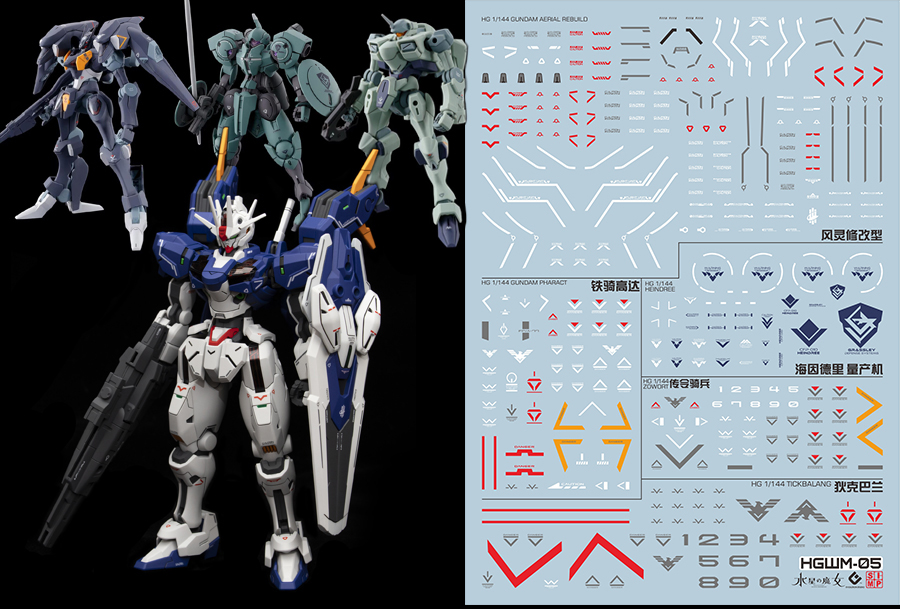 195 Water Decal HG1/144 The Wich Mix2 (Aerial rebuild , GUNDAM PHARACT, Heindree, Zowort,Tickbalang) ยี่ห่อ S.I.M.P. Model Decal