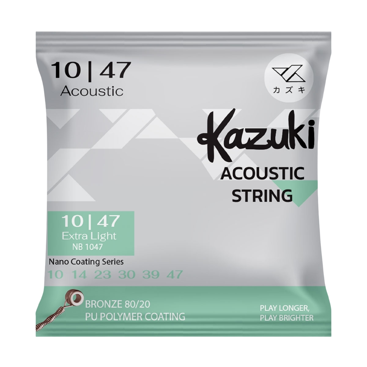 สายกีตาร์โปร่งเคลือบกันสนิม Kazuki Nano Coating Series NB 1047 เบอร์ 10-47 Acoustic String