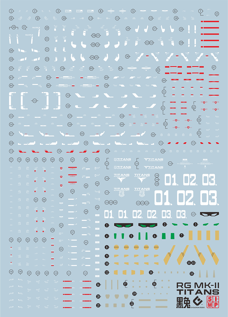 092 Water Decal RG Gundam MK-II Titan ยี่ห่อ S.I.M.P. Model Decal